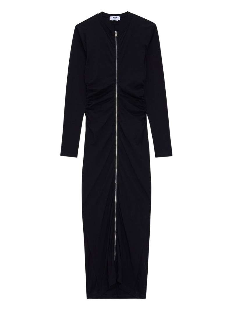 zip-front gathered maxi dress 1