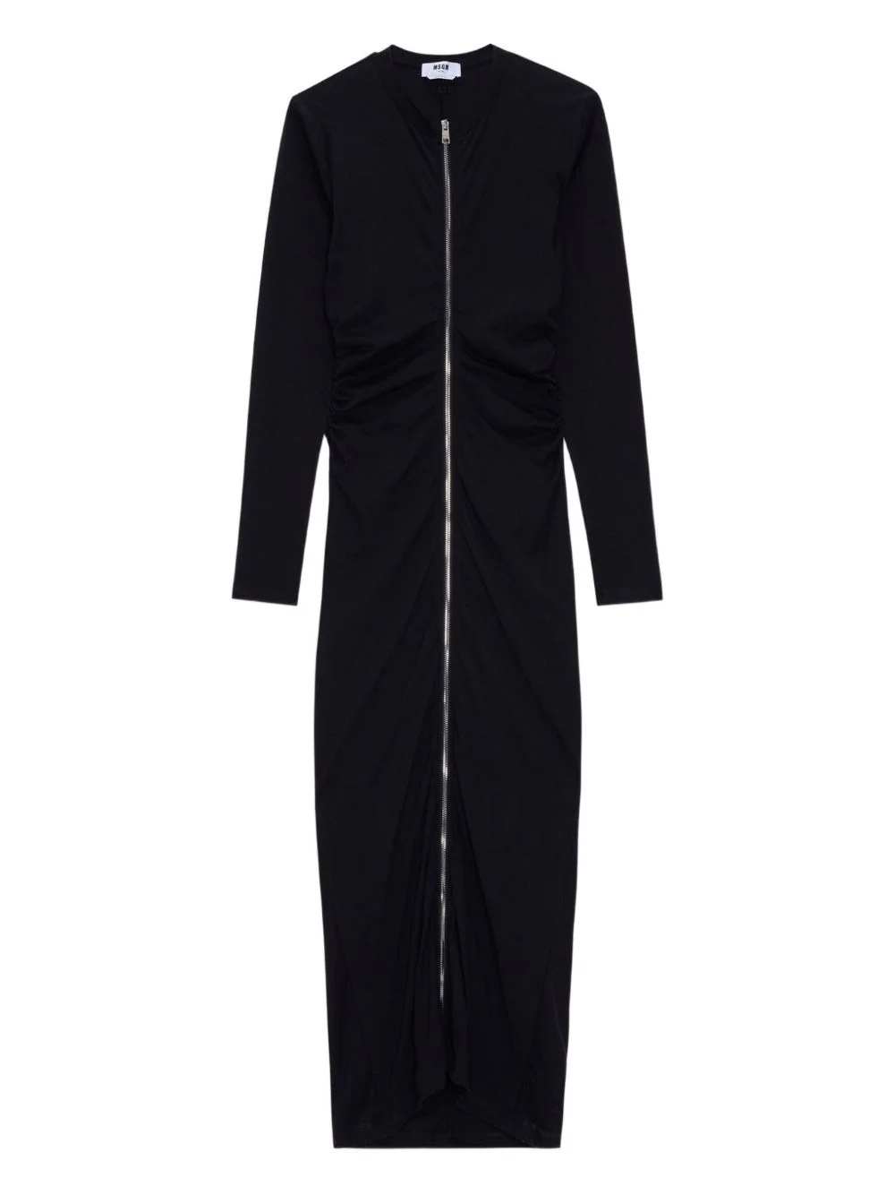 zip-front gathered maxi dress - 1