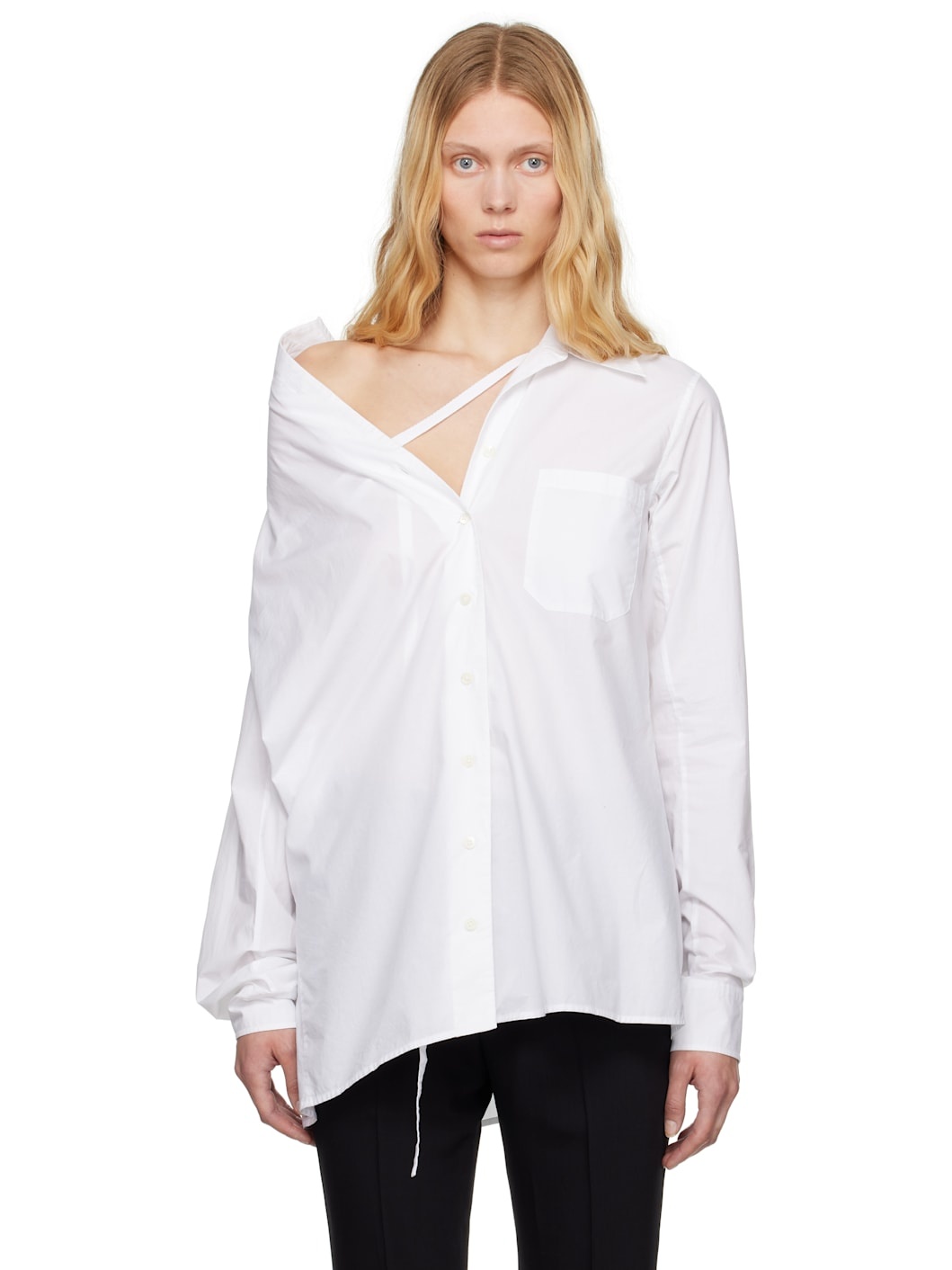 White Daria Drop Shoulder Shirt - 1