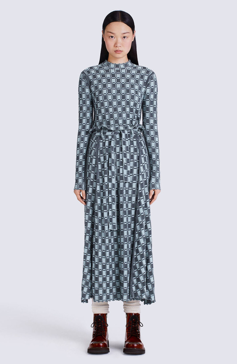 KENZO Jacquard gingham midi skirt outlook