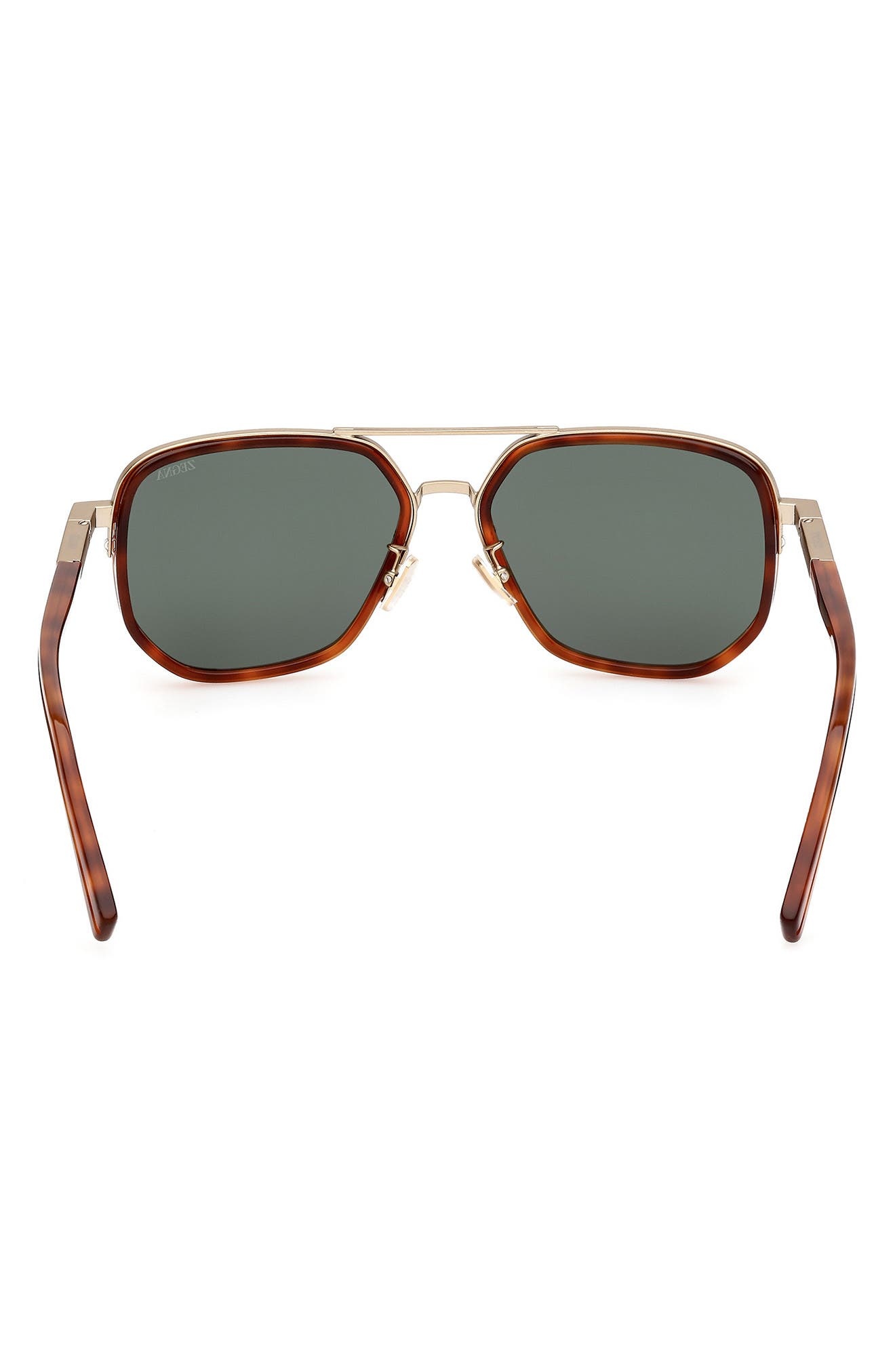ZEGNA 56mm Navigator Polarized Sunglasses in Shiny Classic Havana at Nordstrom - 8