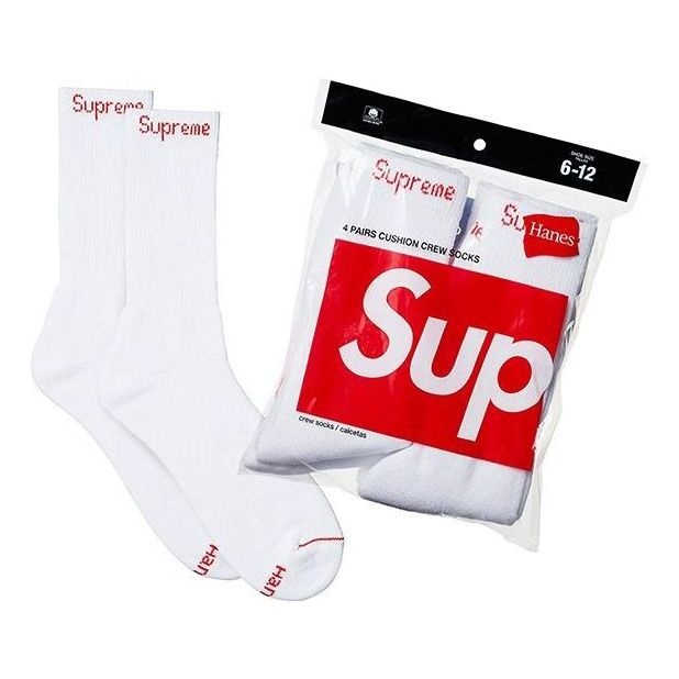 Supreme x Hanes Crew Socks (4 Pack) 'White' SUP-SS18-570 - 1