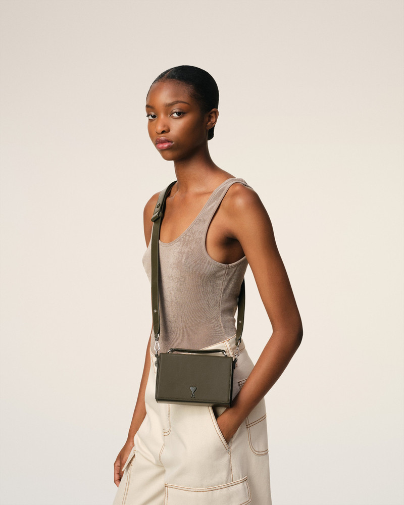 AMI Paris GREEN LEATHER AMI DE COEUR LUNCH BOX BAG outlook