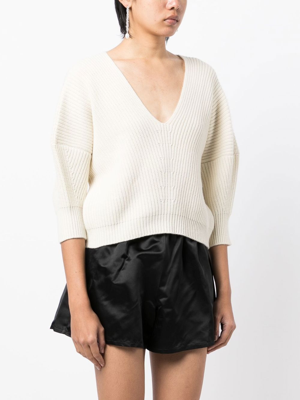 V-neck ribbed-knit jumper - 3