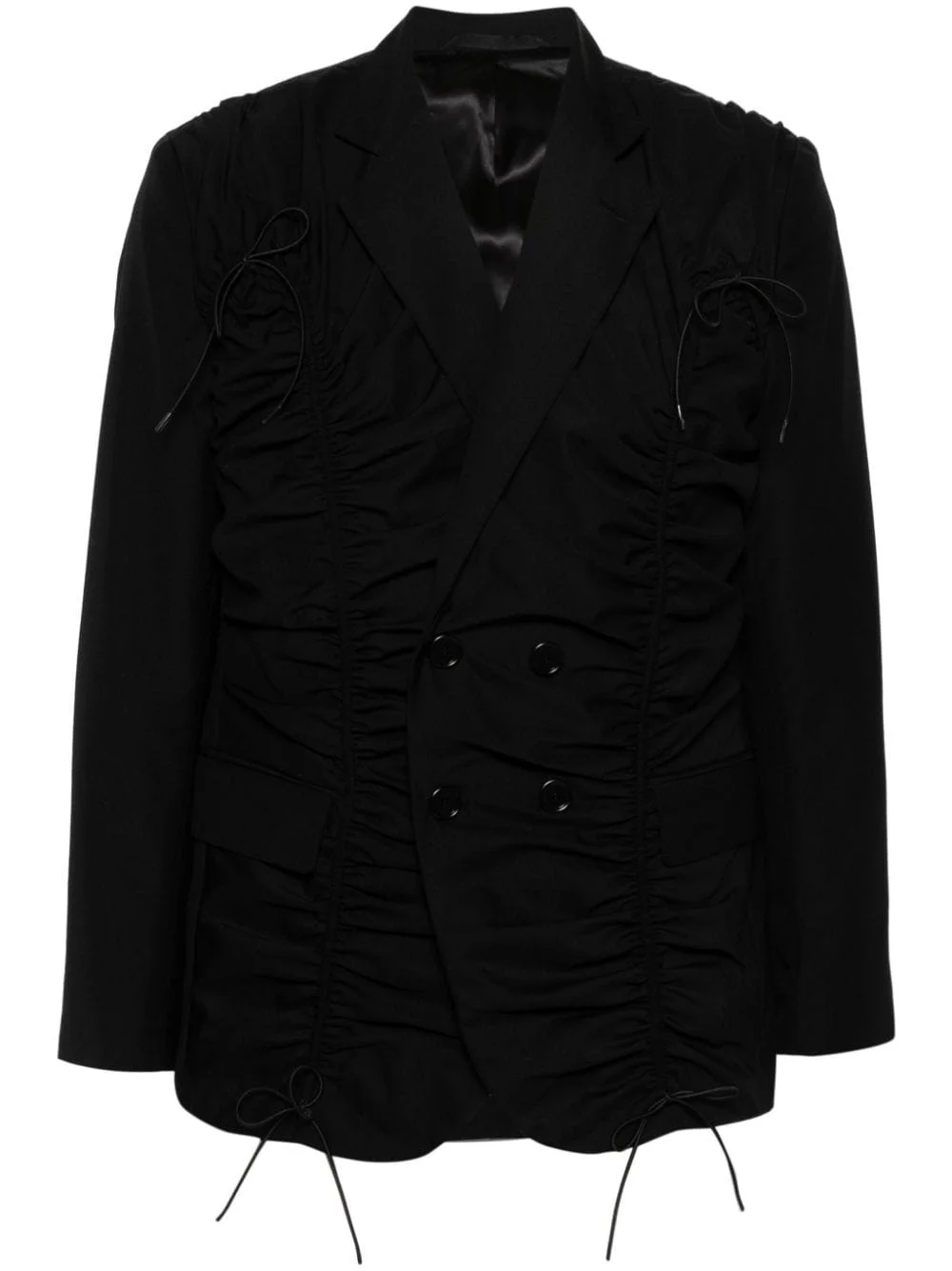 ruched double-breasted blazer - 1