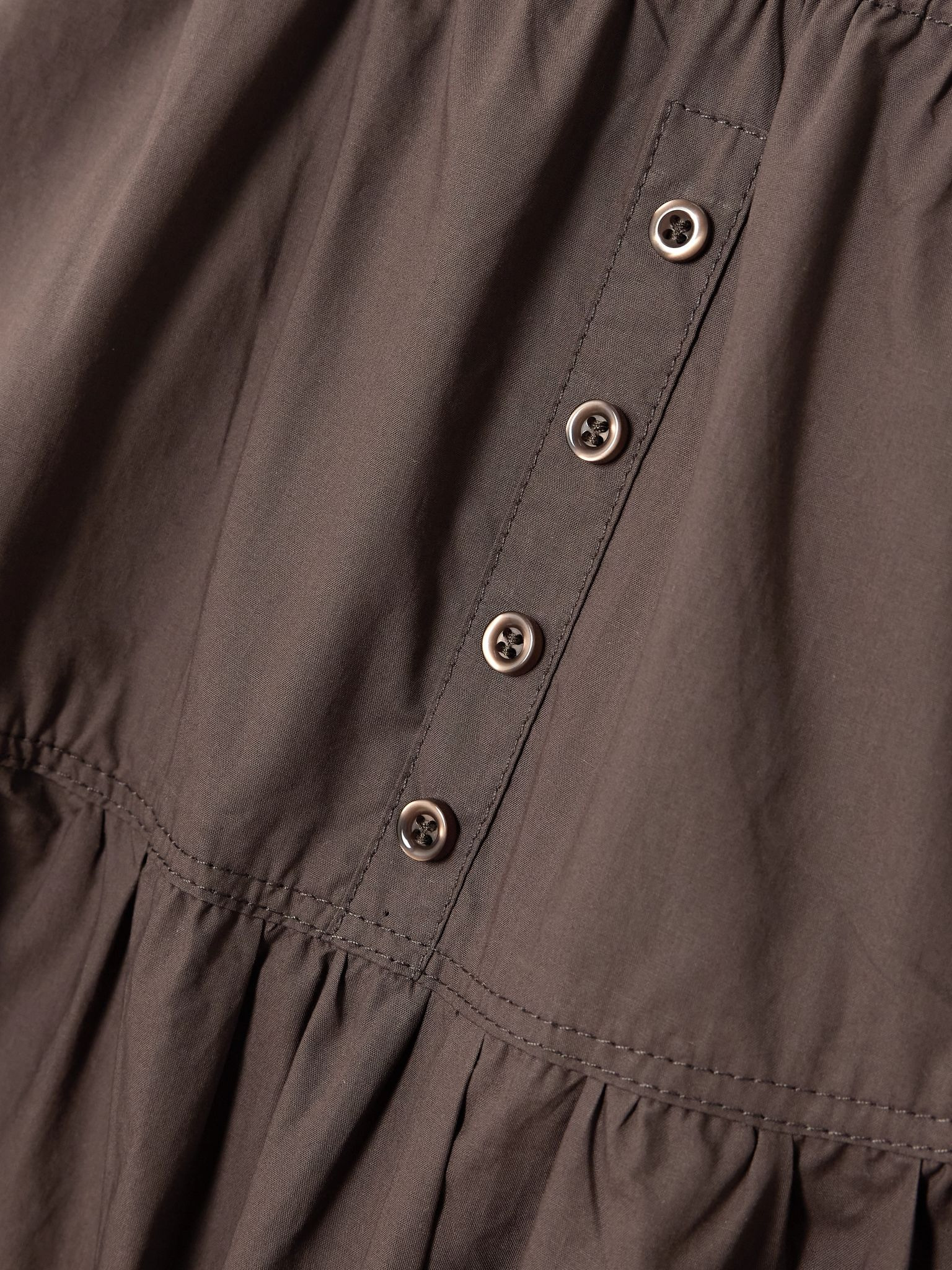 Gathered organic cotton-poplin midi skirt Brown - 5