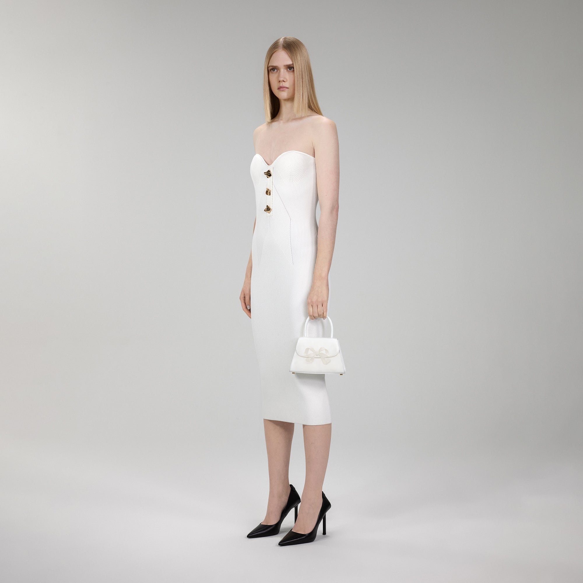 The Bow Mini in White with Enamel - 5