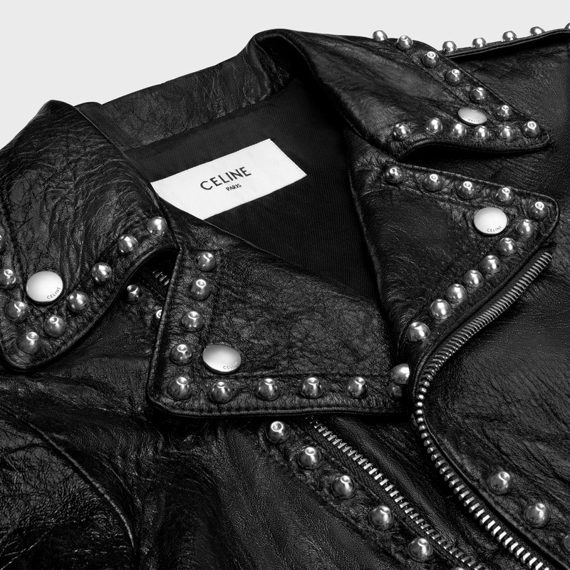 biker jacket with studs in soft lambskin 3