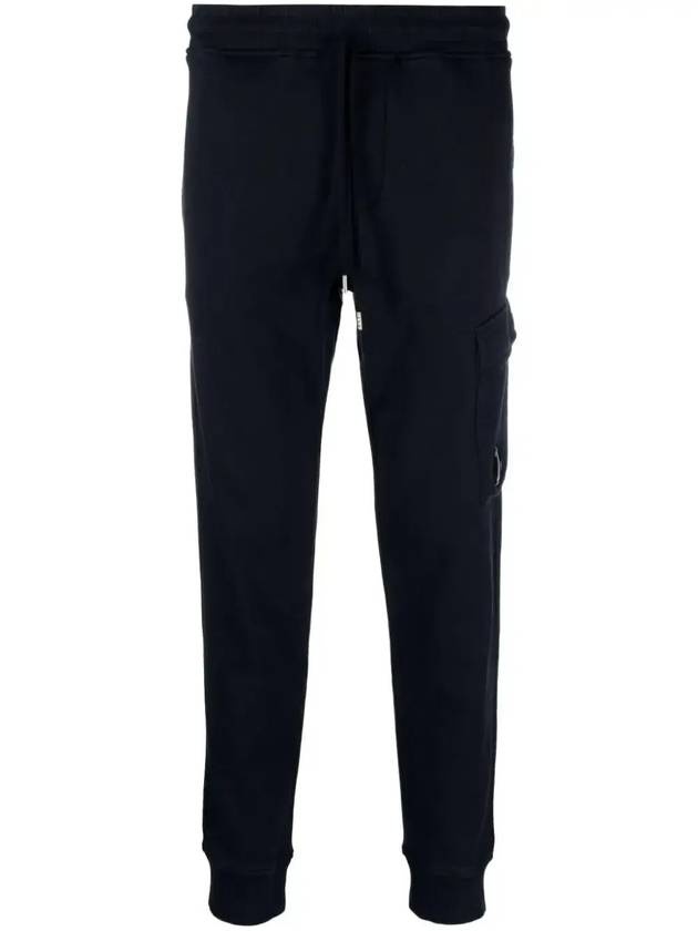 Diagonal Fleece Cargo Track Pants Navy - 3