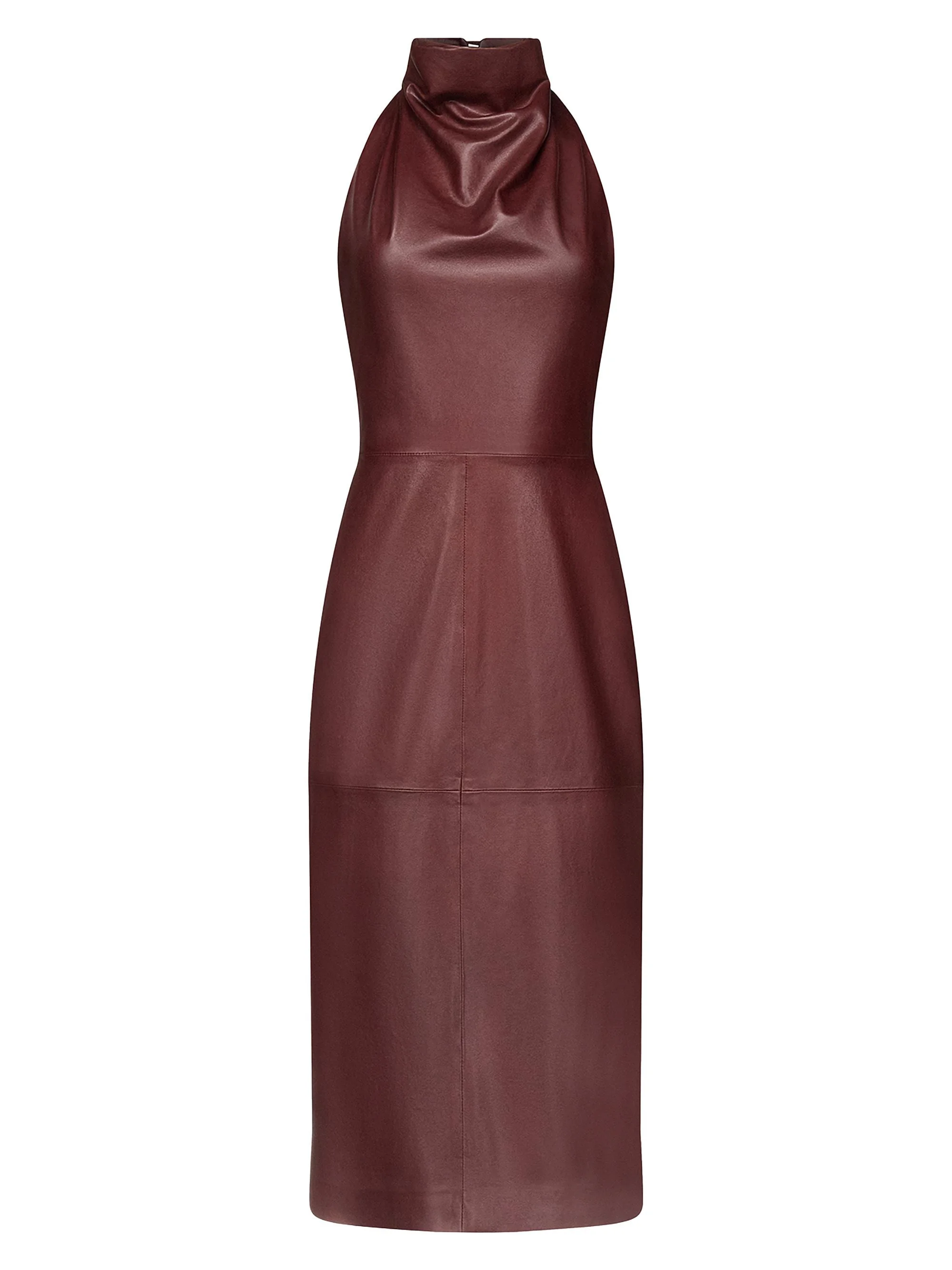 Women's Lola Leather Column Midi-Dress - Red Red Wine - 1