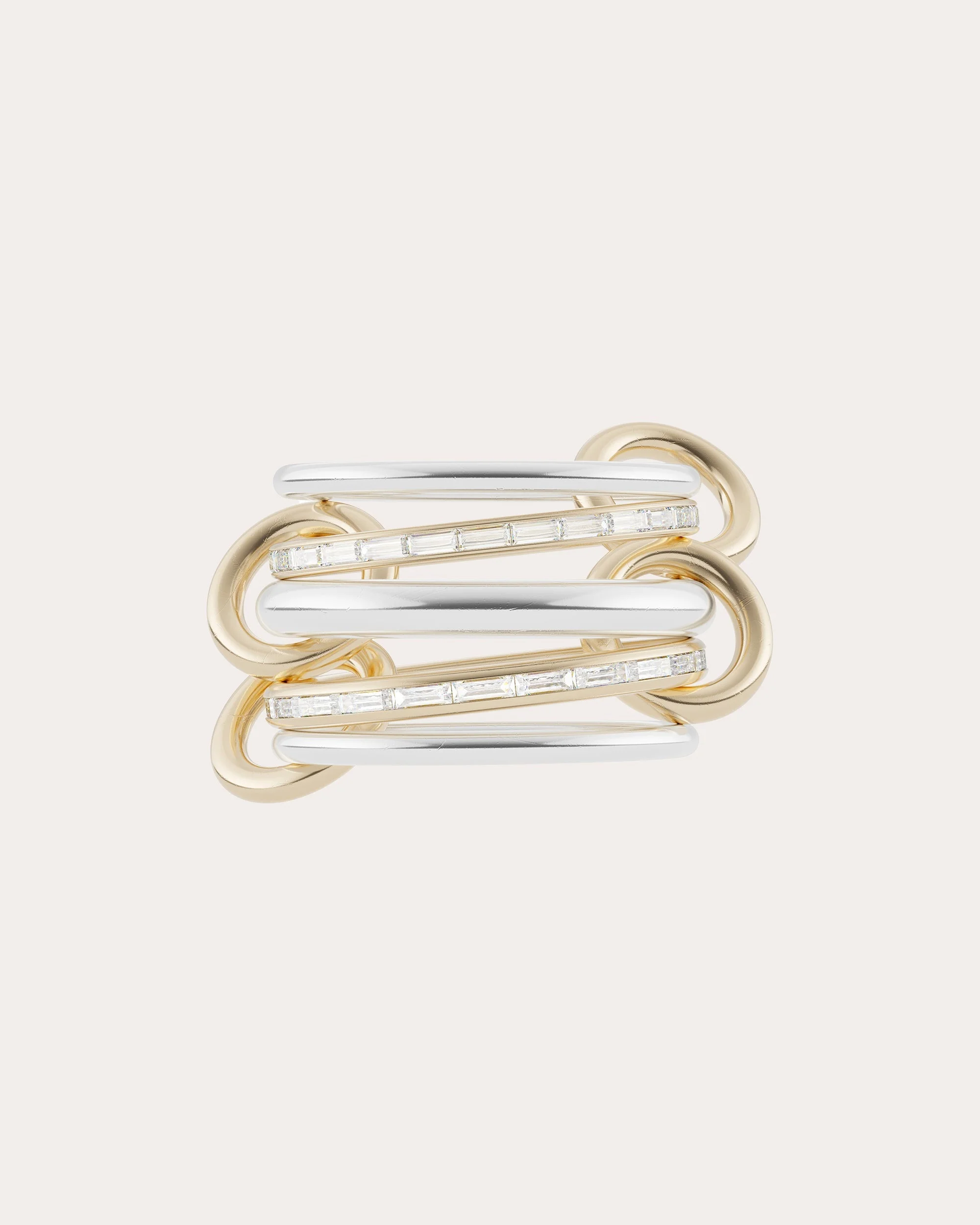 Salix 18K Gold Sterling Silver and Diamond Linked Rings - 1