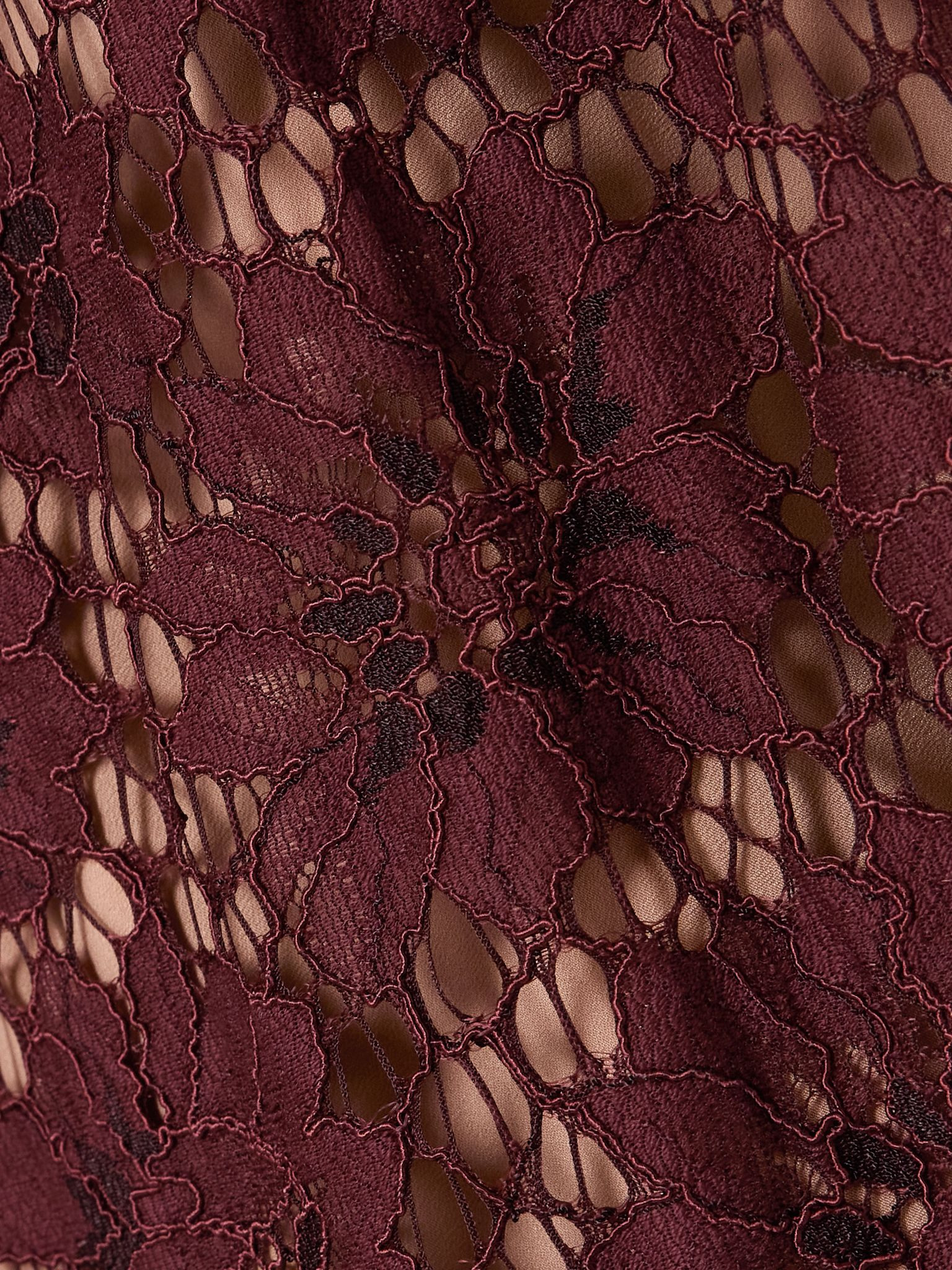 Bow-detailed floral lace midi dress Burgundy - 4
