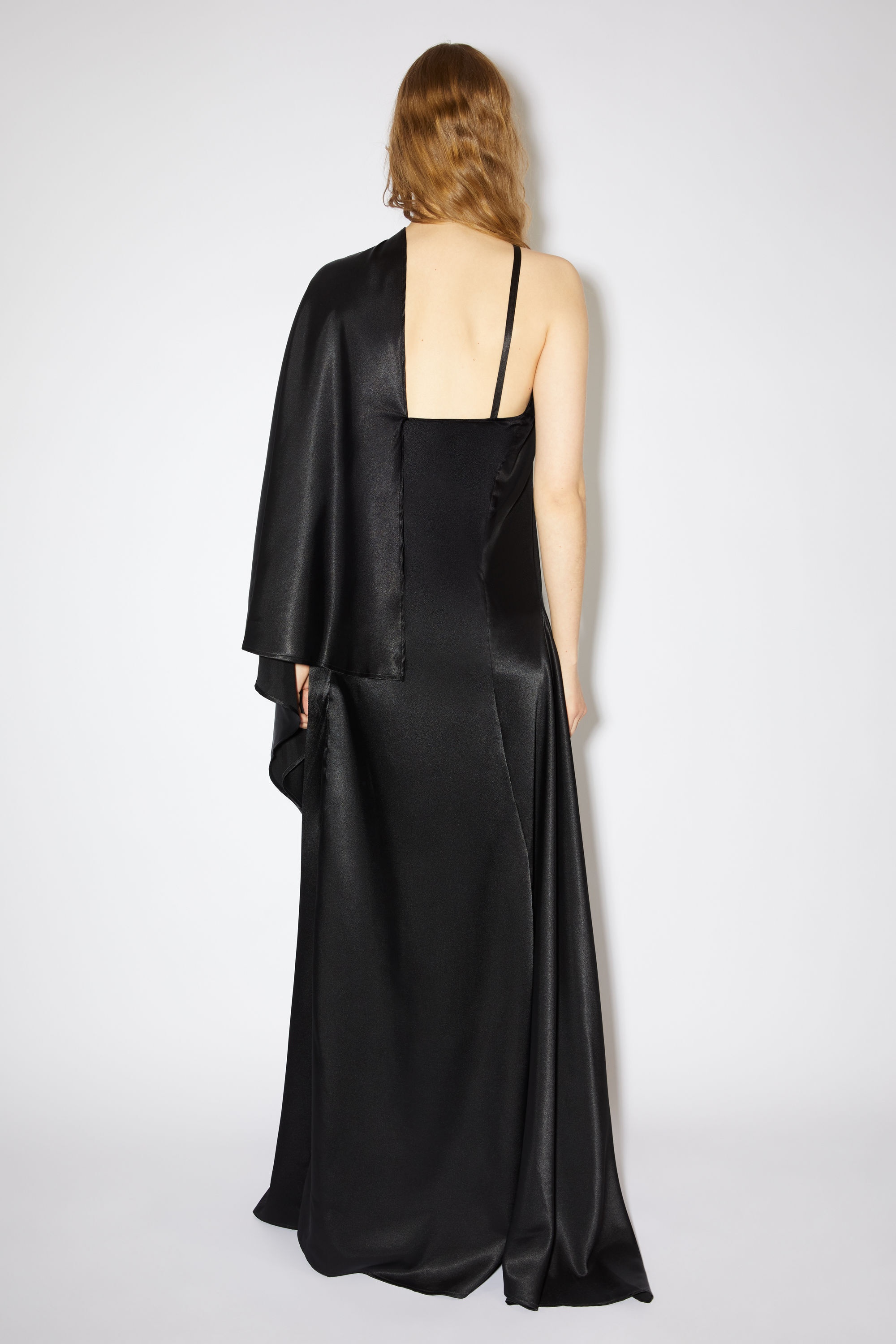 Asymmetric satin dress - Black - 3
