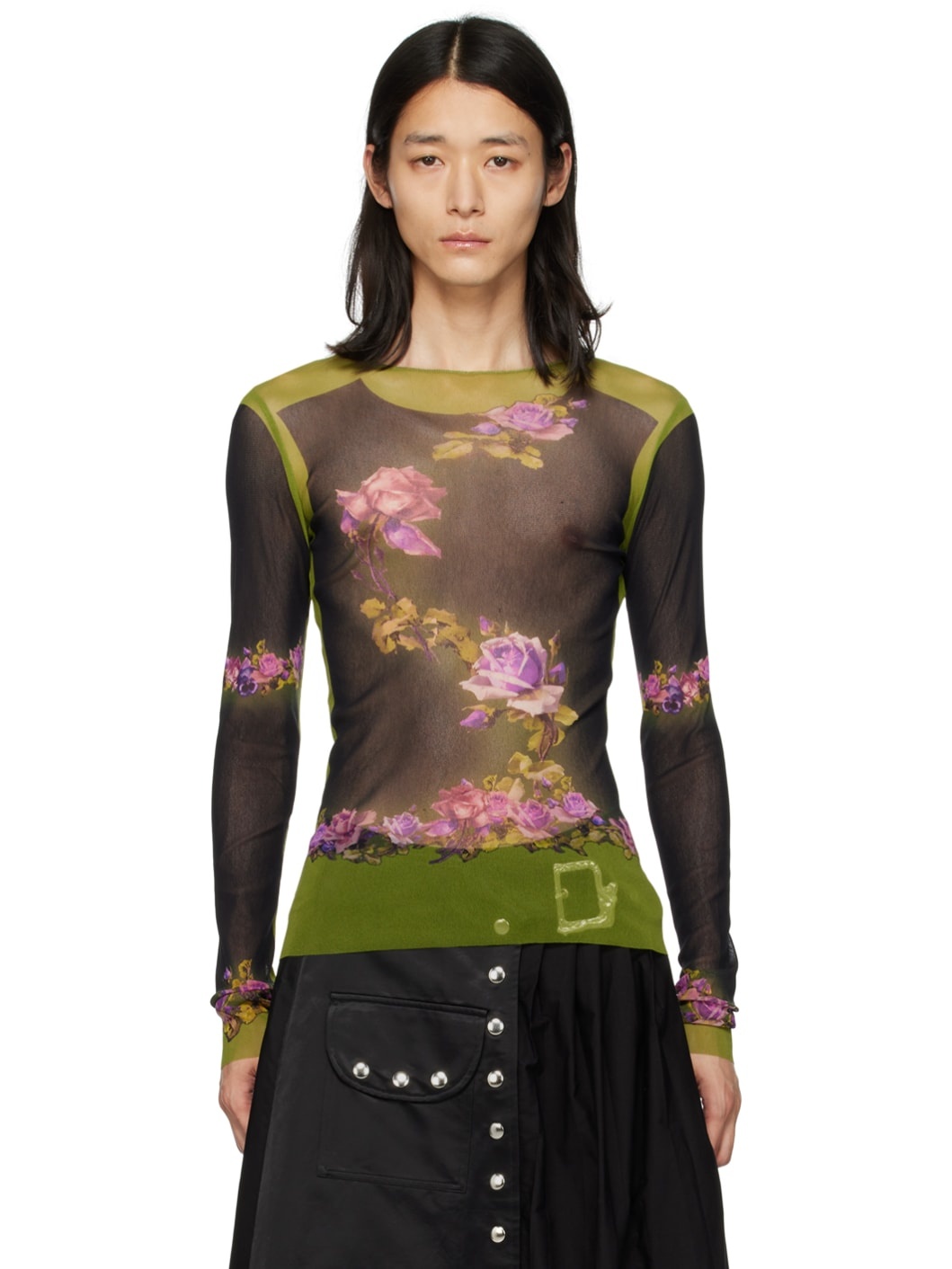 Green Fleurs Petit Grand Long Sleeve T-Shirt - 1