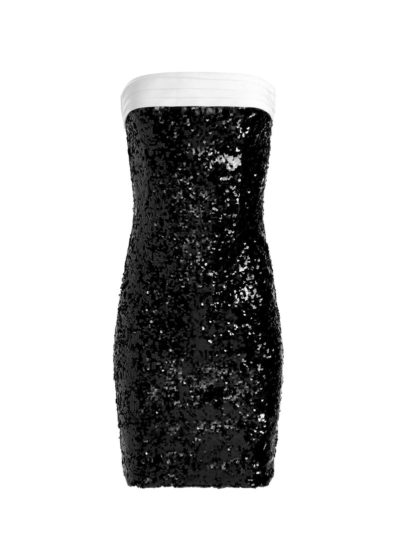 Alice + Olivia SIBELLA SEQUIN STRAPLESS DRAPED BOW BACK MINI DRESS -  CC410E88541G980 | REVERSIBLE