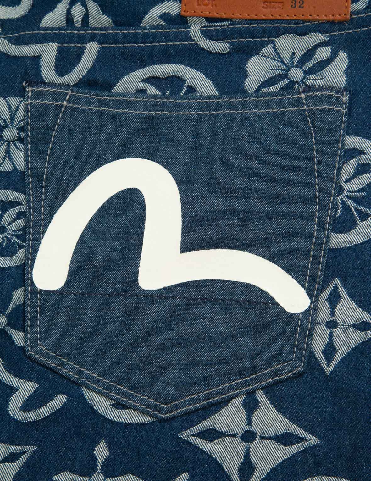ALLOVER BRAND ELEMENTS JACQUARD BLOCKING DENIM JOGGER PANTS - 9