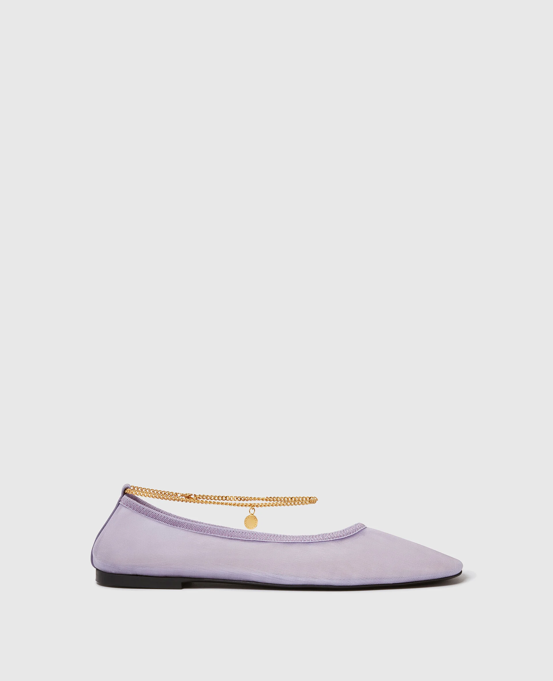 Chain-Detail Stretch Ballerina Flats - 1