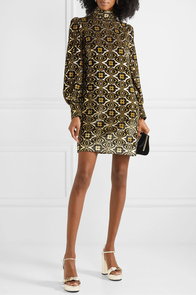 GUCCI Metallic chenille-jacquard turtleneck mini dress outlook