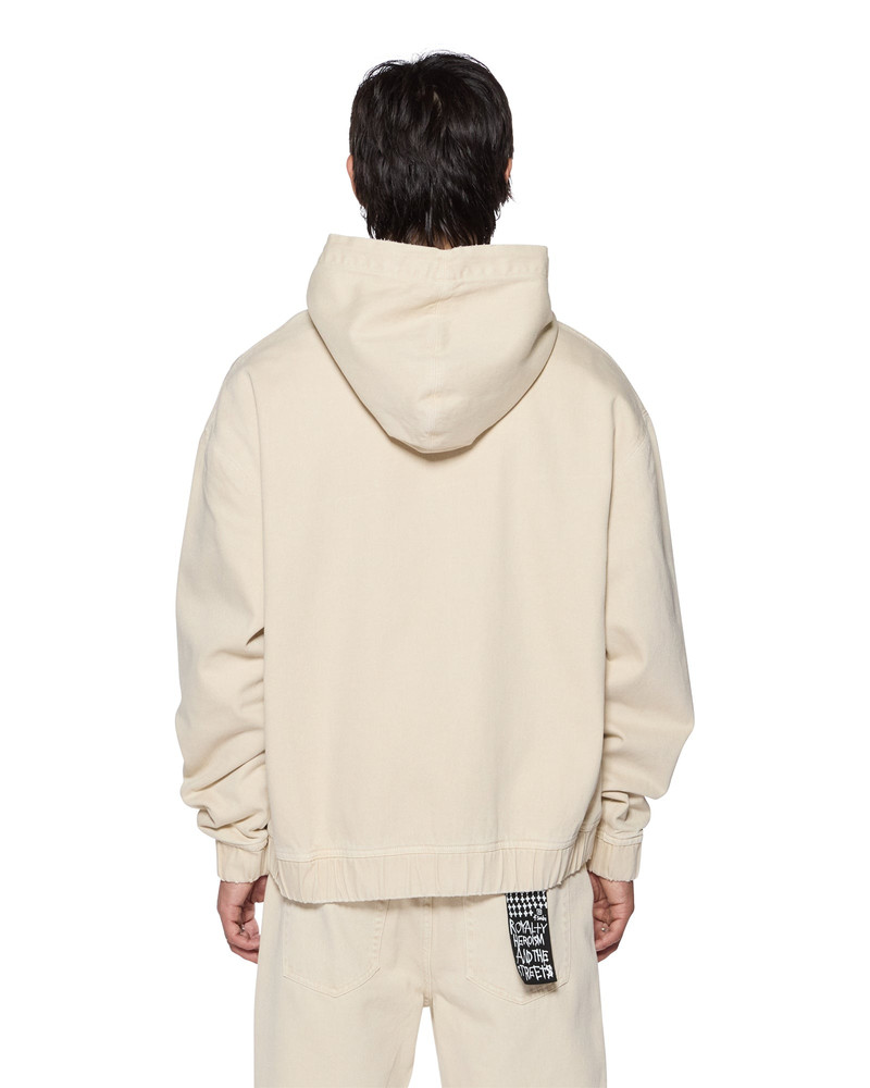ZIPPED DENIM HOODIE ECRU 4