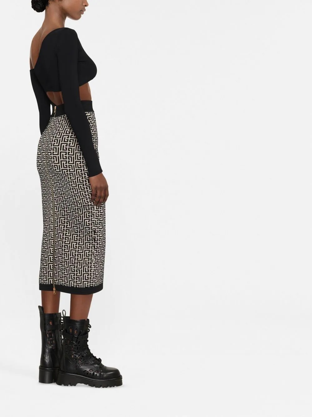all-over logo-pattern midi skirt - 3