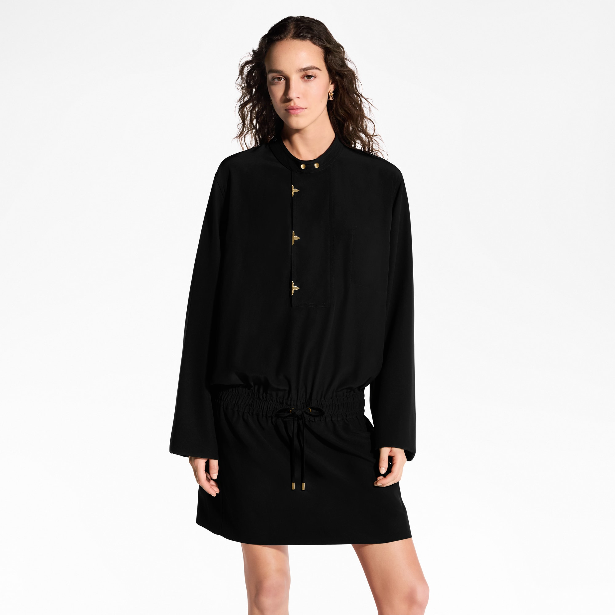 Long-Sleeved Lavallière Dress - 2
