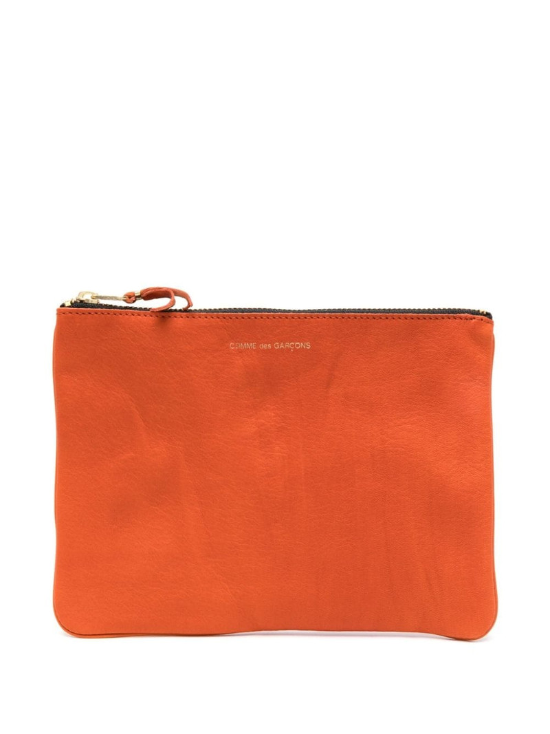 washed zip-up leather pouch 1