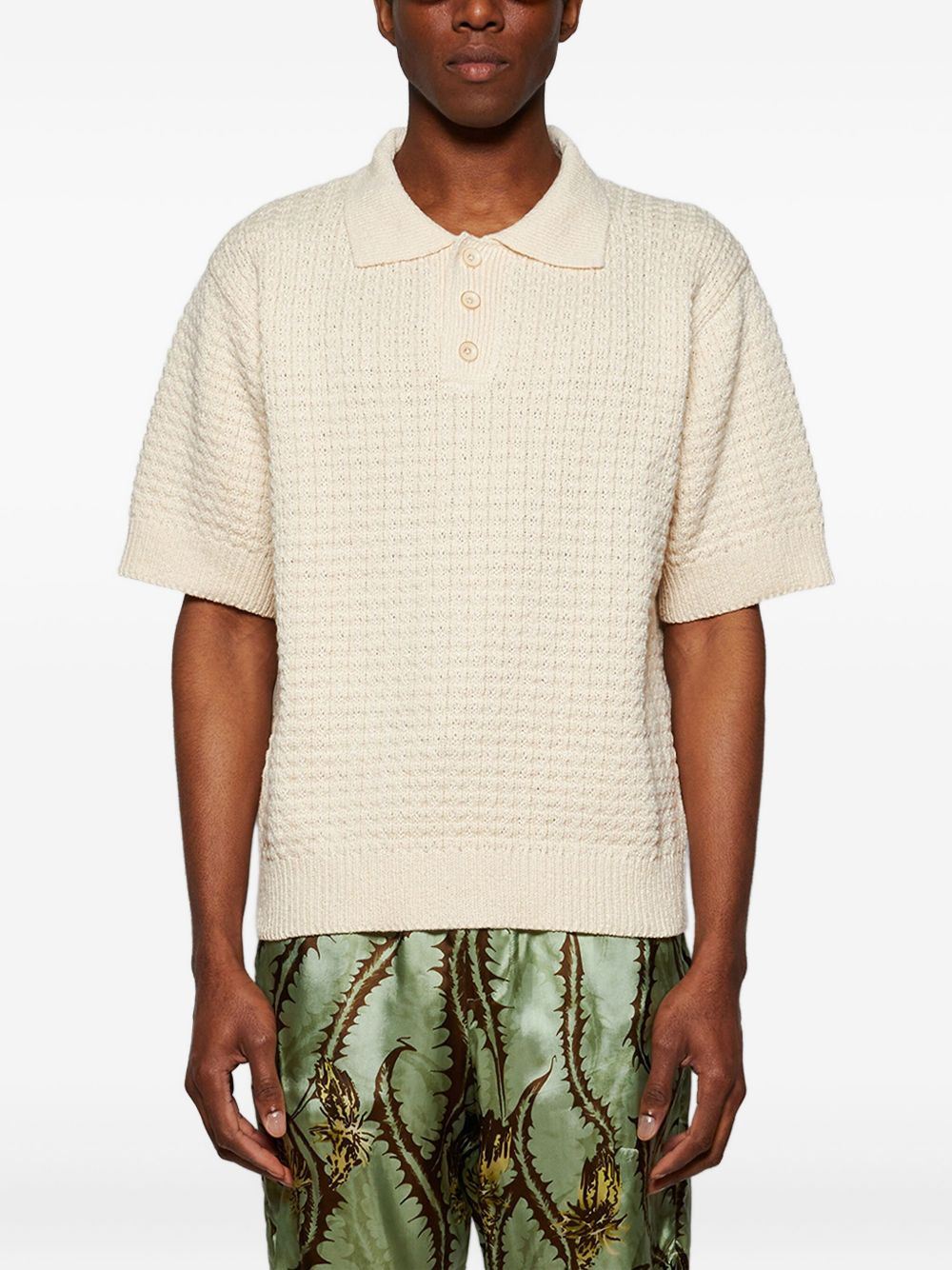 textured polo shirt - 3