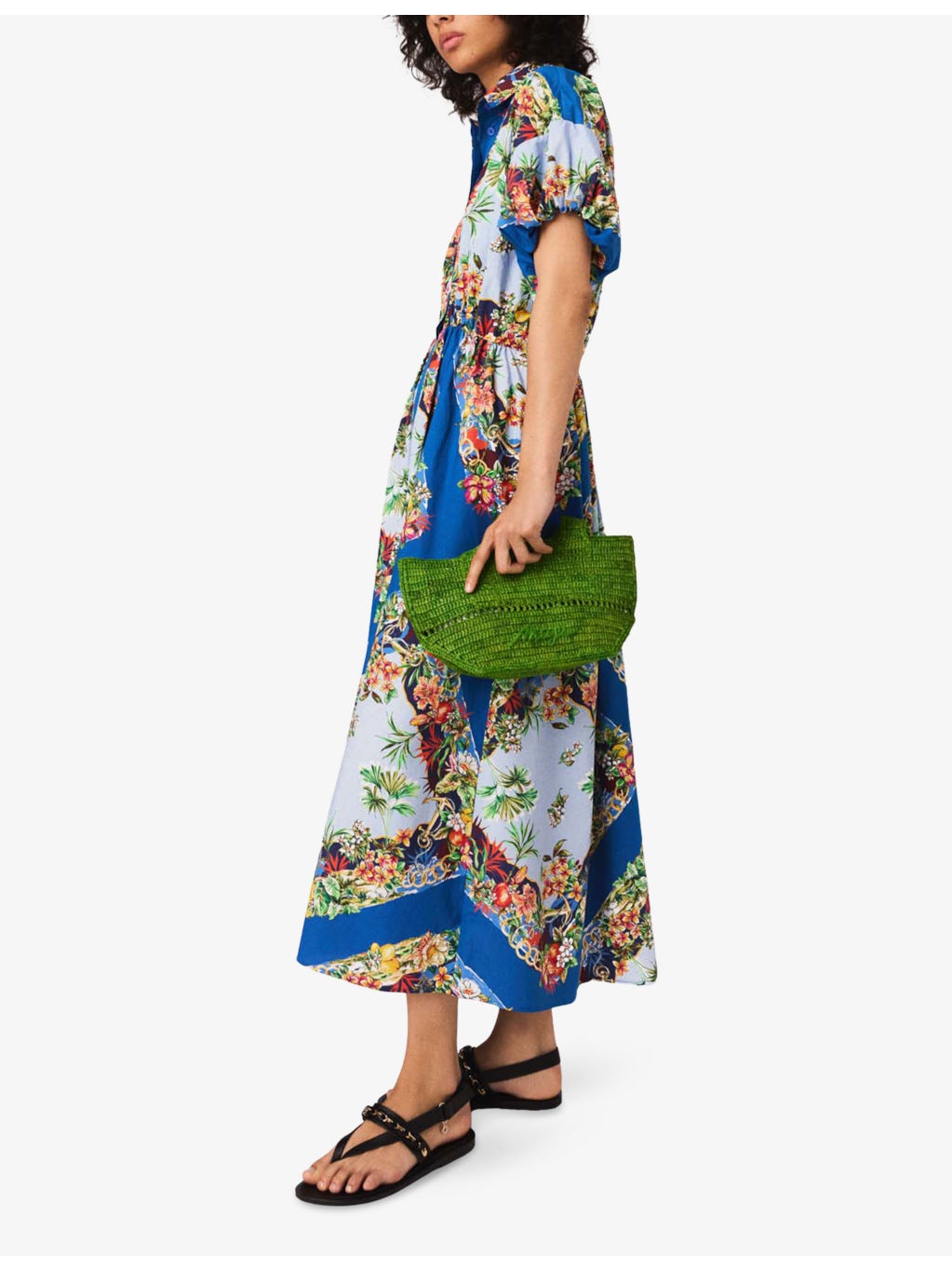 Floral-Print Puff-Sleeve Cotton Maxi Dress - 3