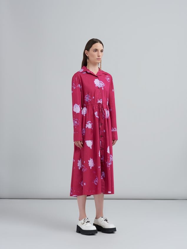 FADED ROSES PRINT POPLIN SHIRT DRESS - 2