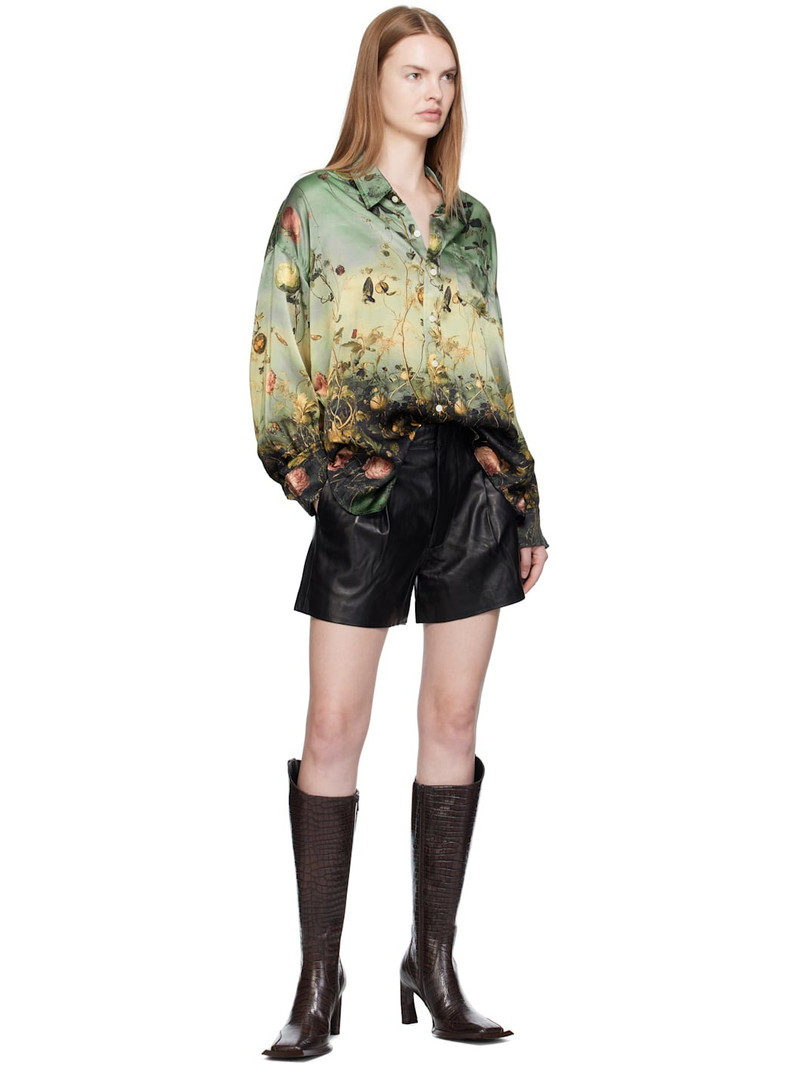 R13 Black Wide Leg Leather Shorts outlook