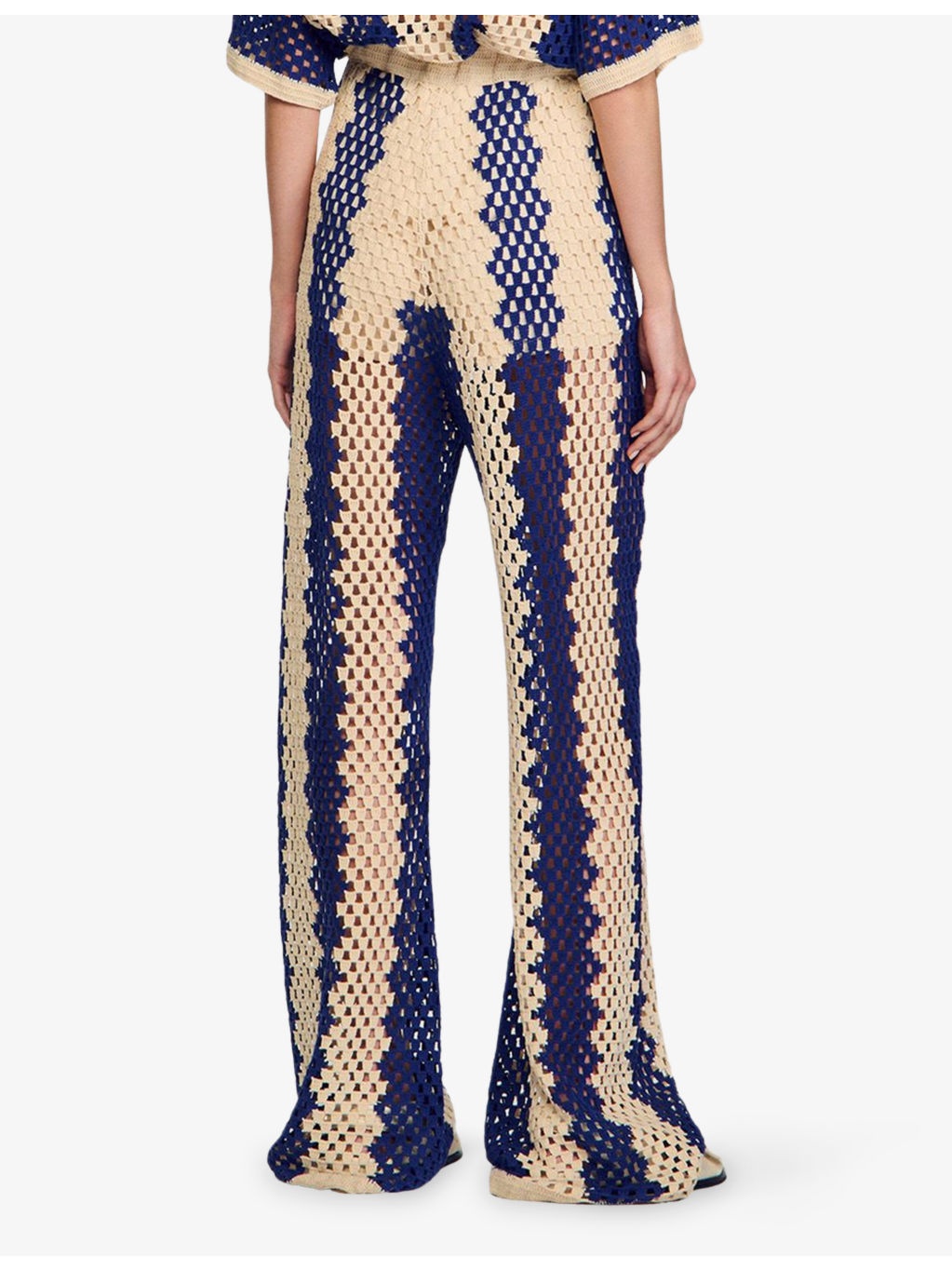Two-Tone Open-Knit Cotton-Blend Trousers - 4