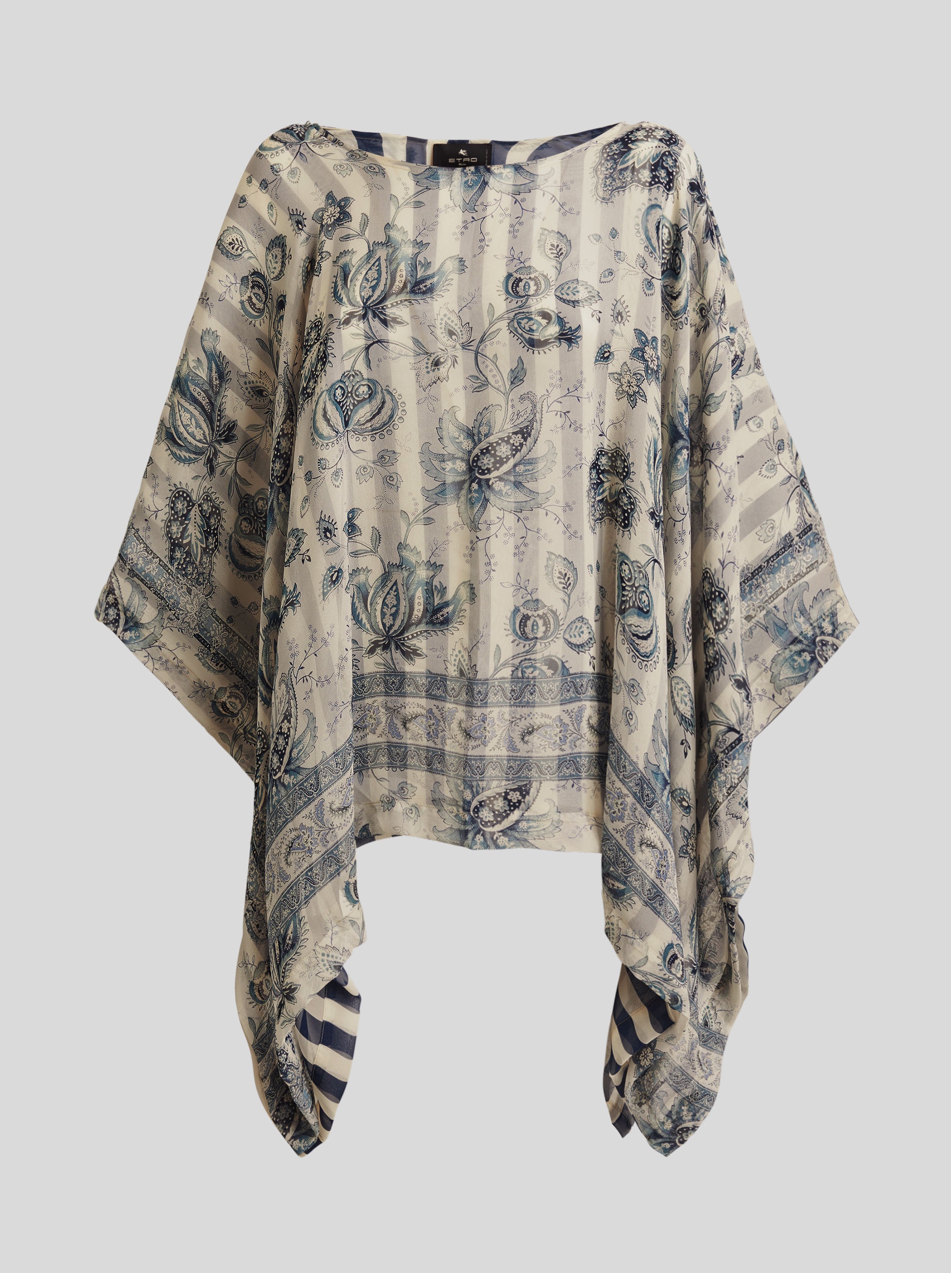 DOUBLE-SIDED SILK CHIFFON PONCHO - 1