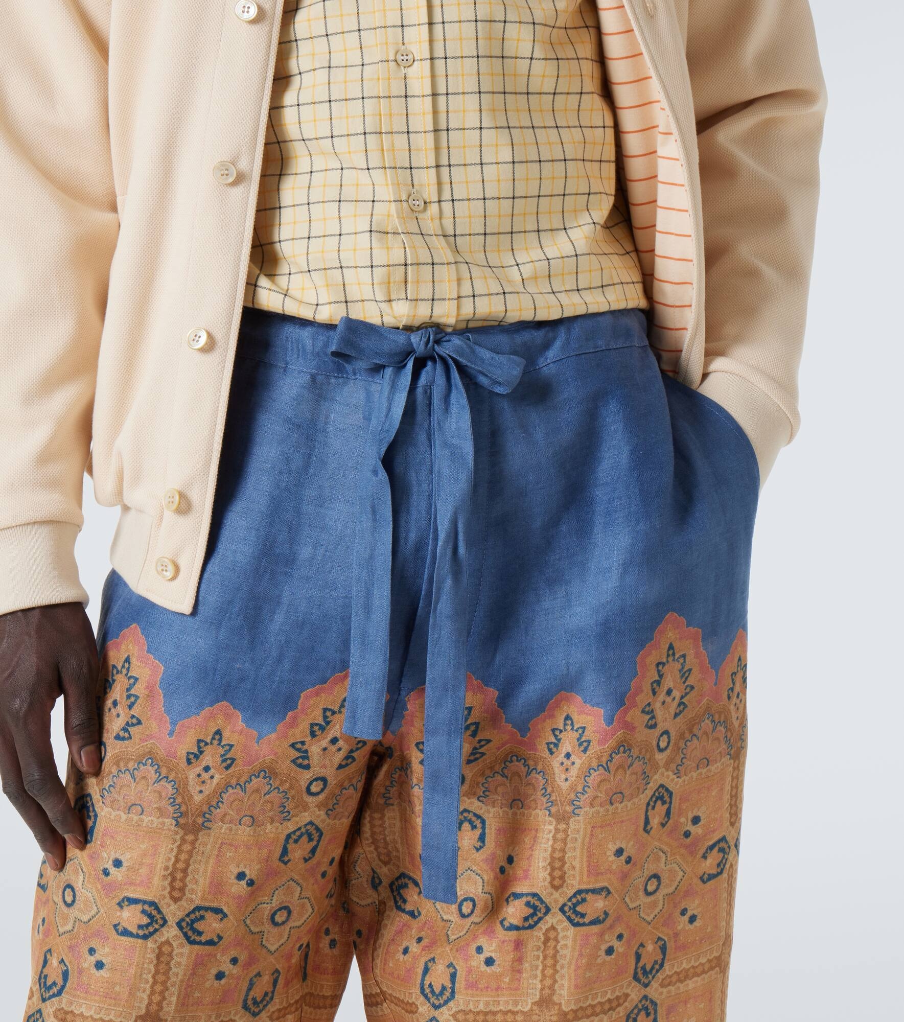 Printed linen wide-leg pants - 5