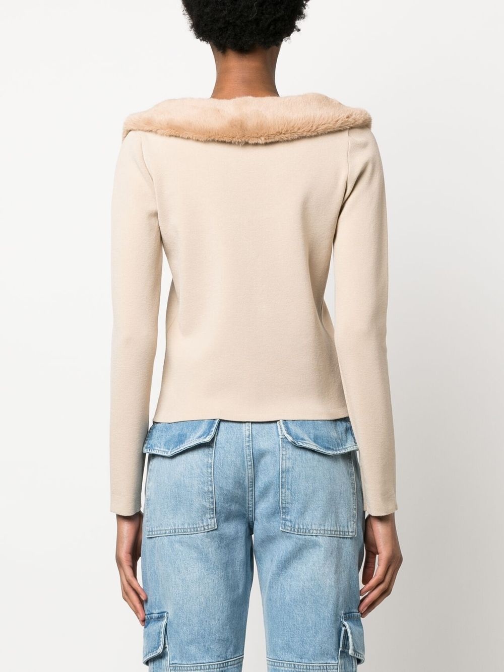 scoop-neck knitted cardigan - 4