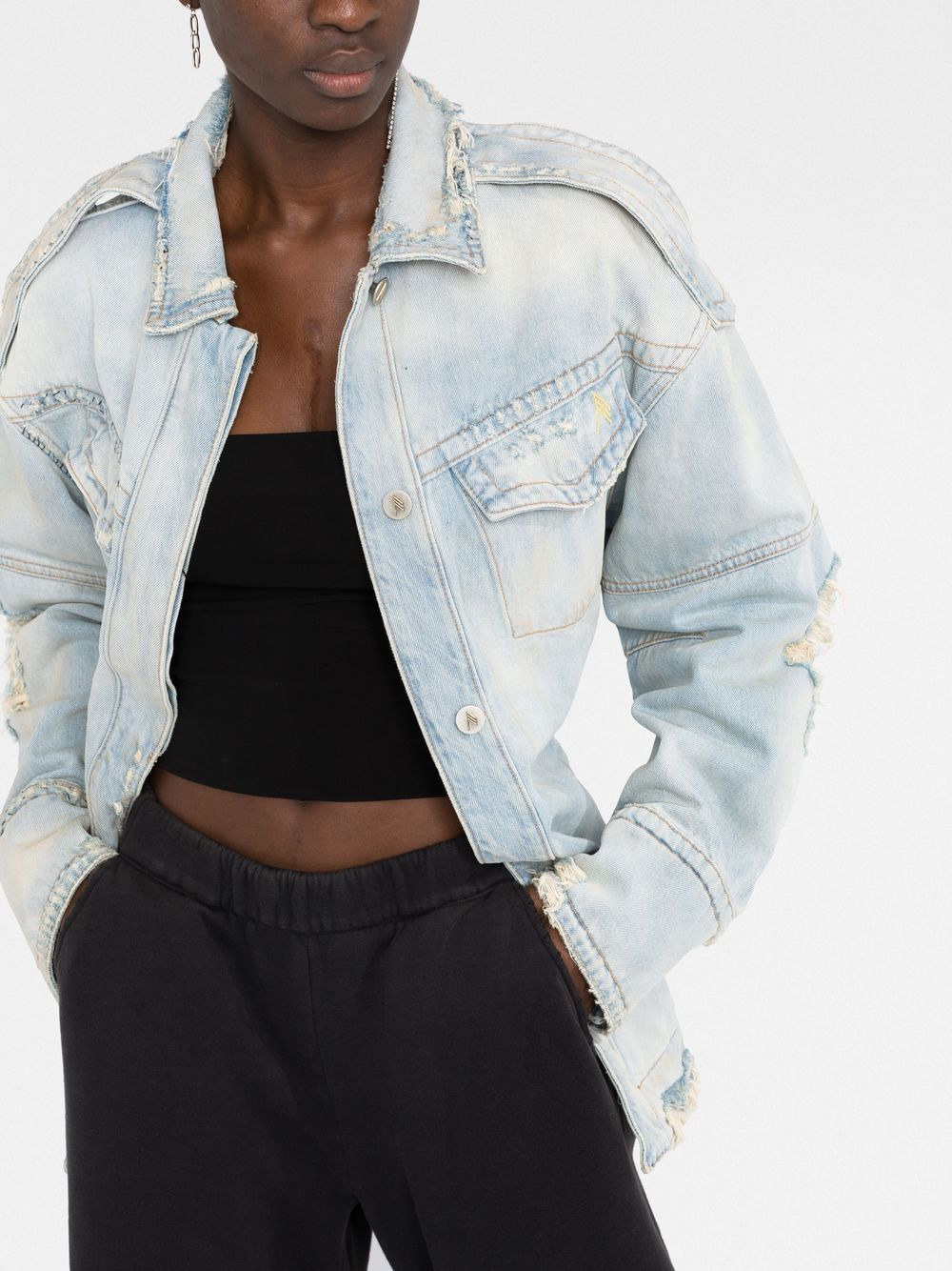 distressed denim jacket - 3