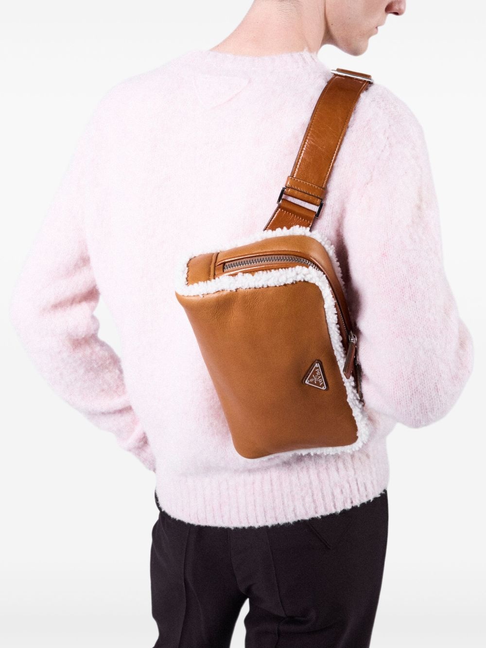 shearling-trim shoulder bag - 3