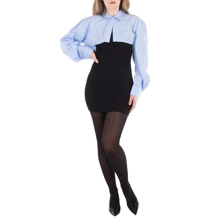 T by Alexander Wang Long Sleeve Ribbed Shirt Dress - 4