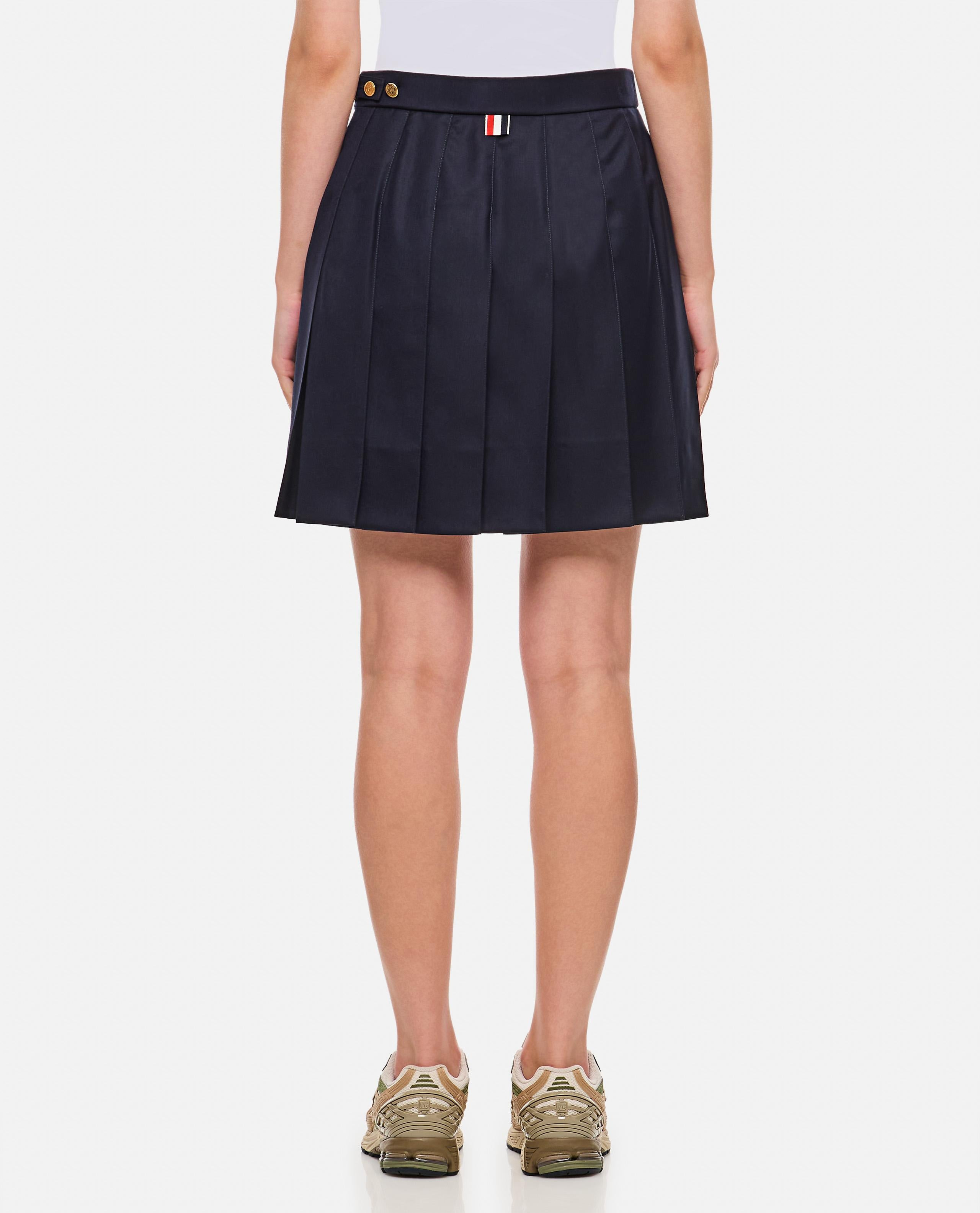 DROPPED BACK PLEATED WOOL MINI SKIRT - 4