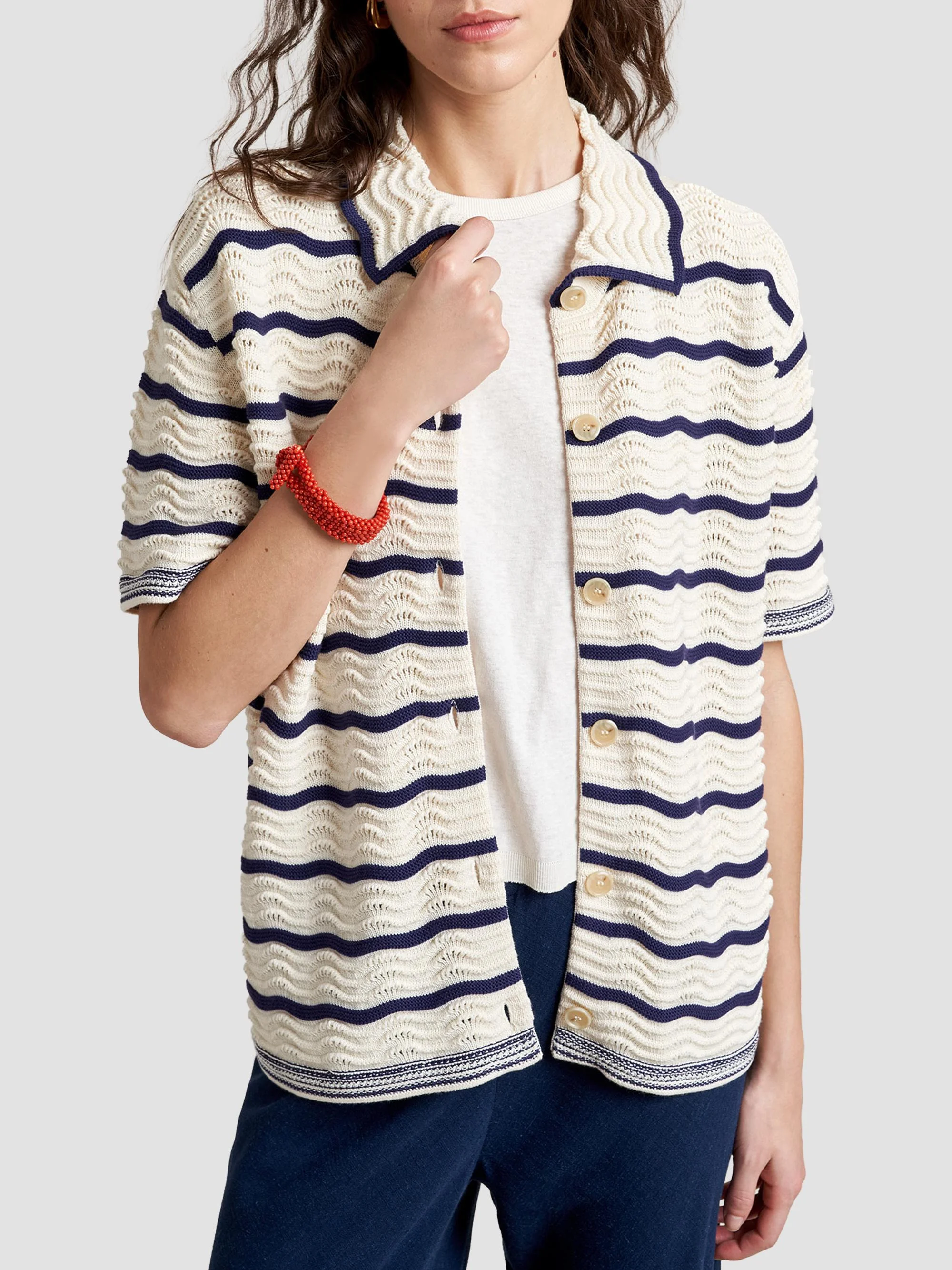 Women's Alex Shirt - Ecru Navy - 1