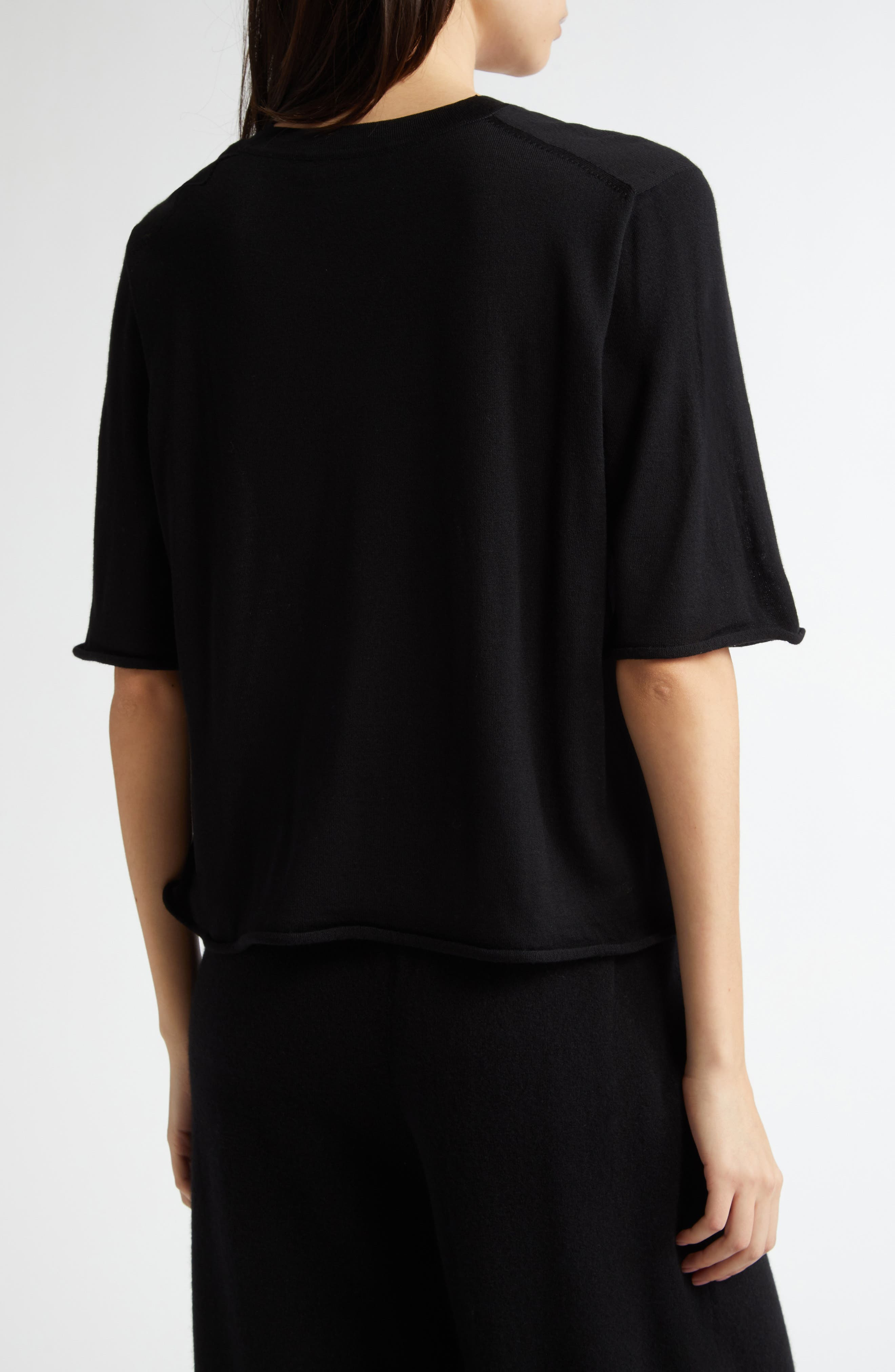 Johnstons of Elgin Superfine Merino Wool Scoop Neck Sweater in Black at Nordstrom - 3