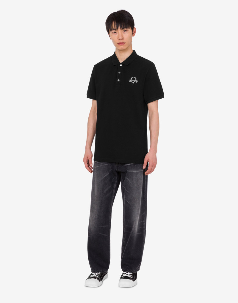 COTTON PIQUE POLO SHIRT LAUREL CROWN 1
