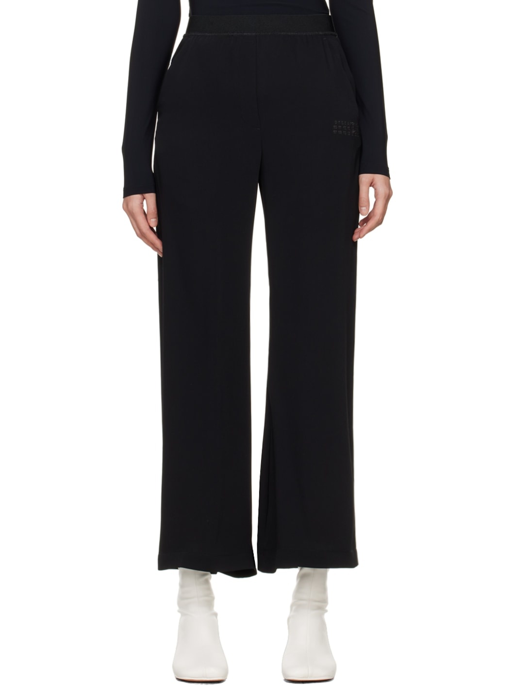Black Embroidered Trousers - 1