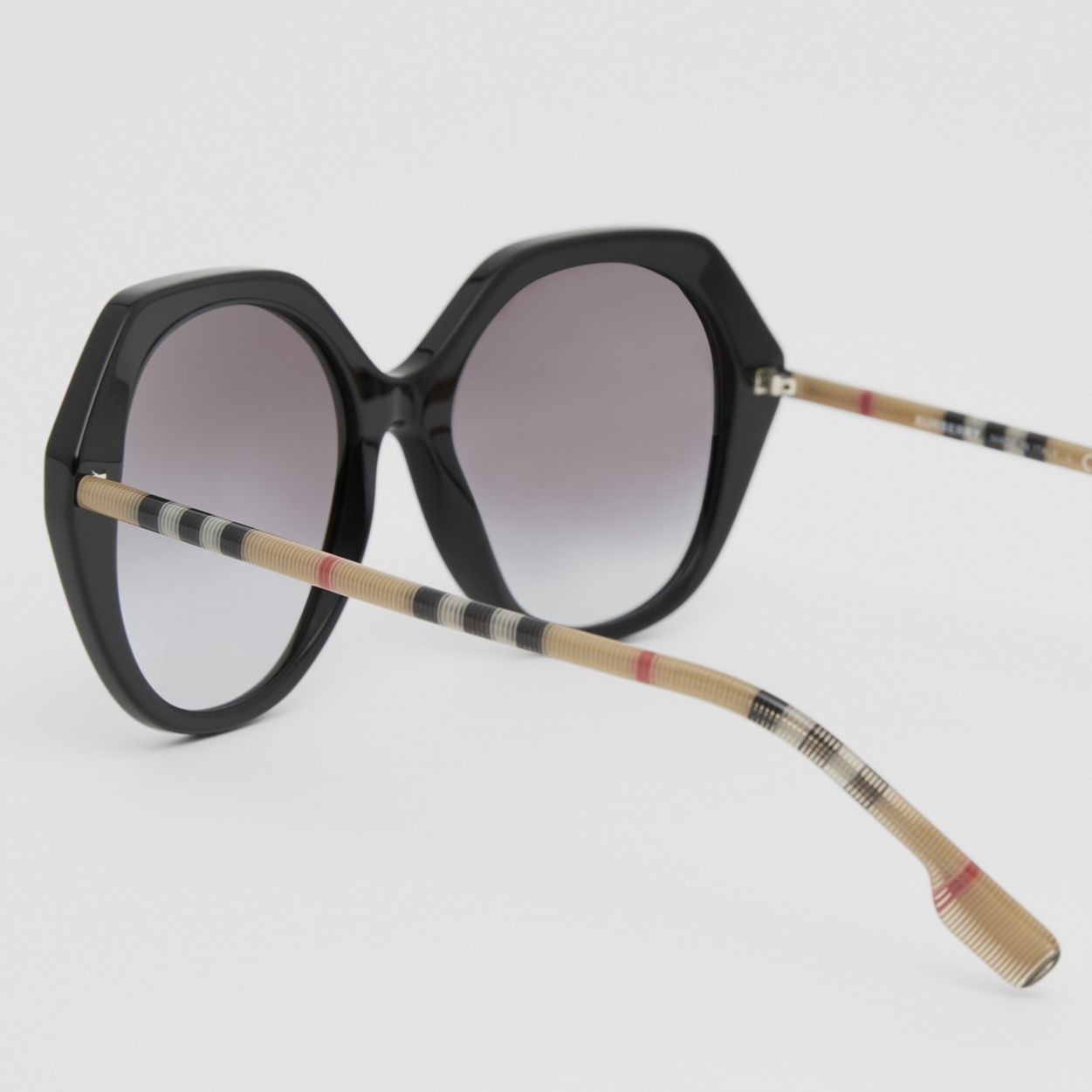 Oversized Check Detail Geometric Frame Sunglasses - 2