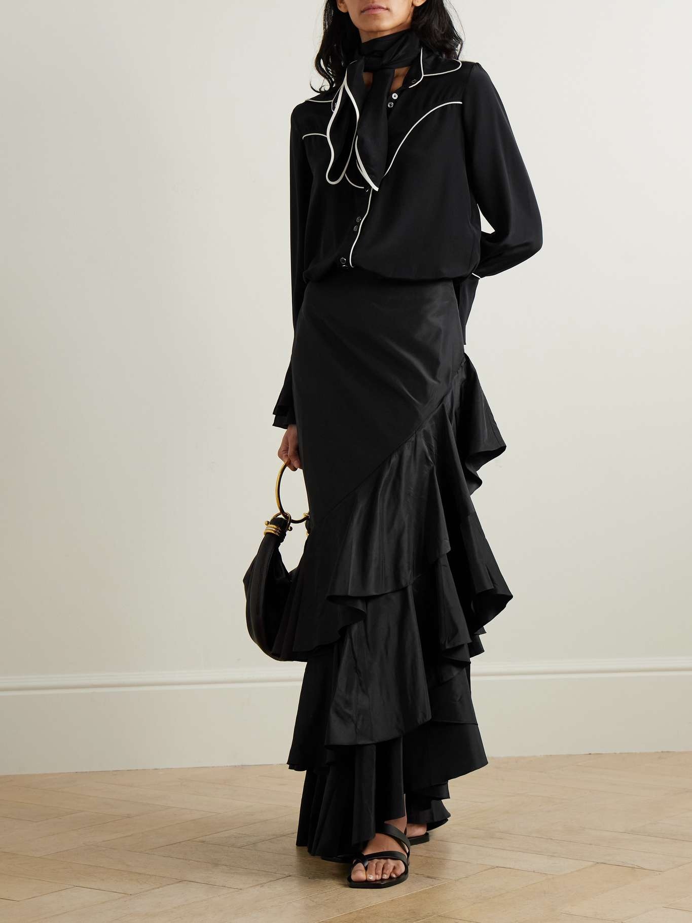 Spirit of Exploration asymmetric ruffled silk maxi skirt - 2