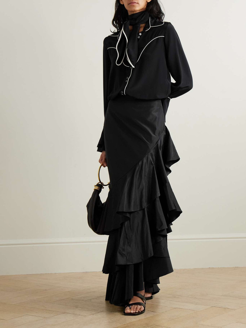 Johanna Ortiz Spirit of Exploration asymmetric ruffled silk maxi skirt outlook