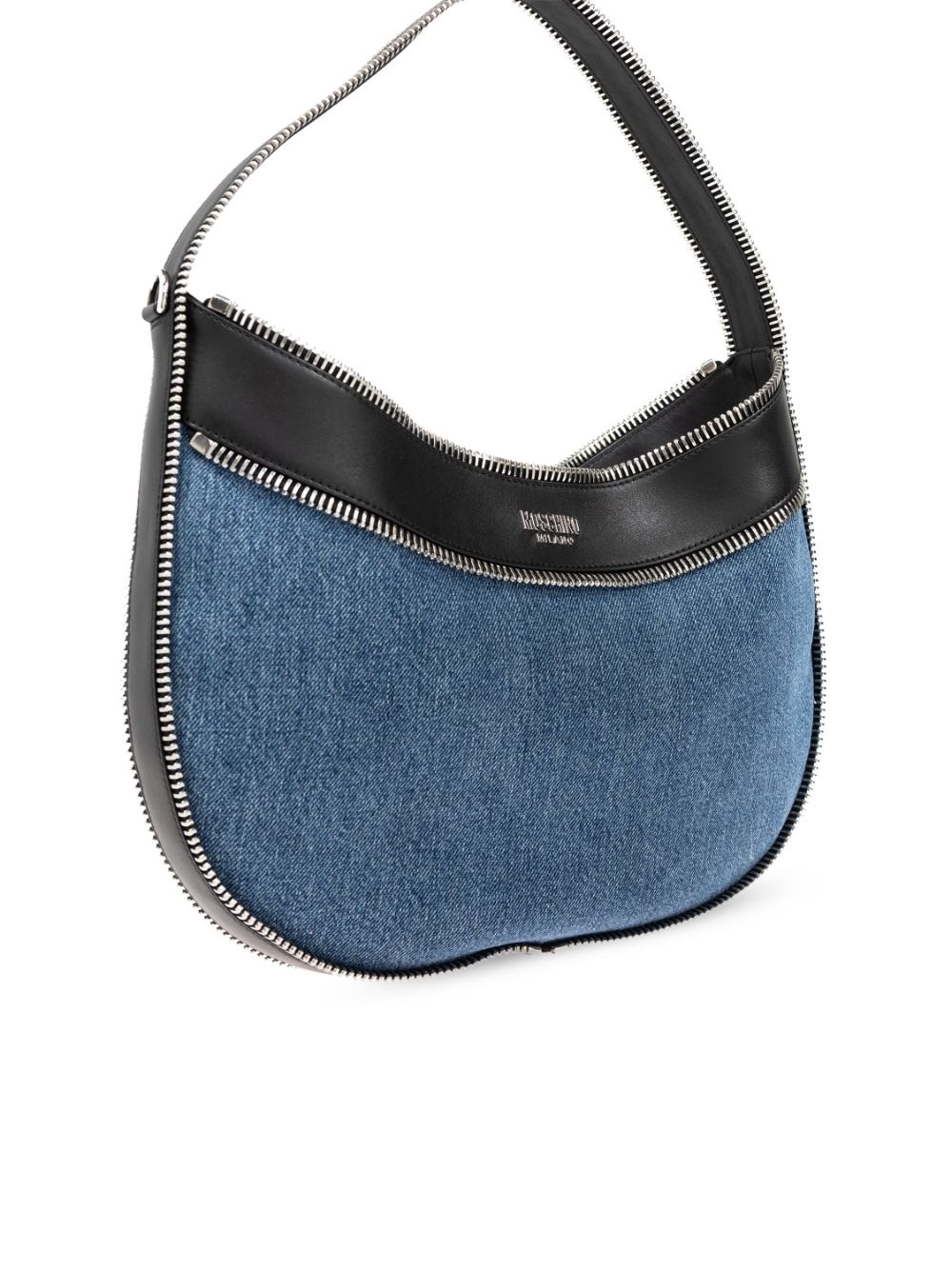 logo-plaque denim shoulder bag - 4