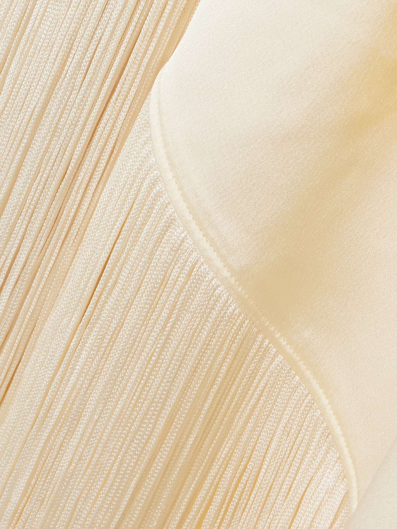 Berenson draped one-shoulder fringed crepe gown - 4