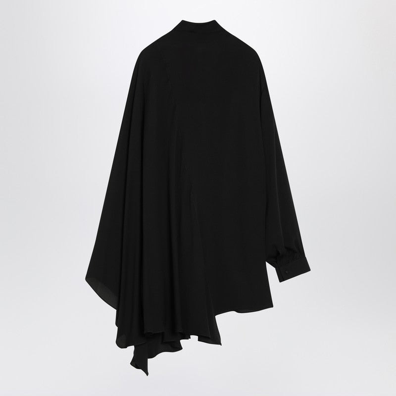 Balenciaga Asymmetric Black Silk Blouse With Scarf Women - 2