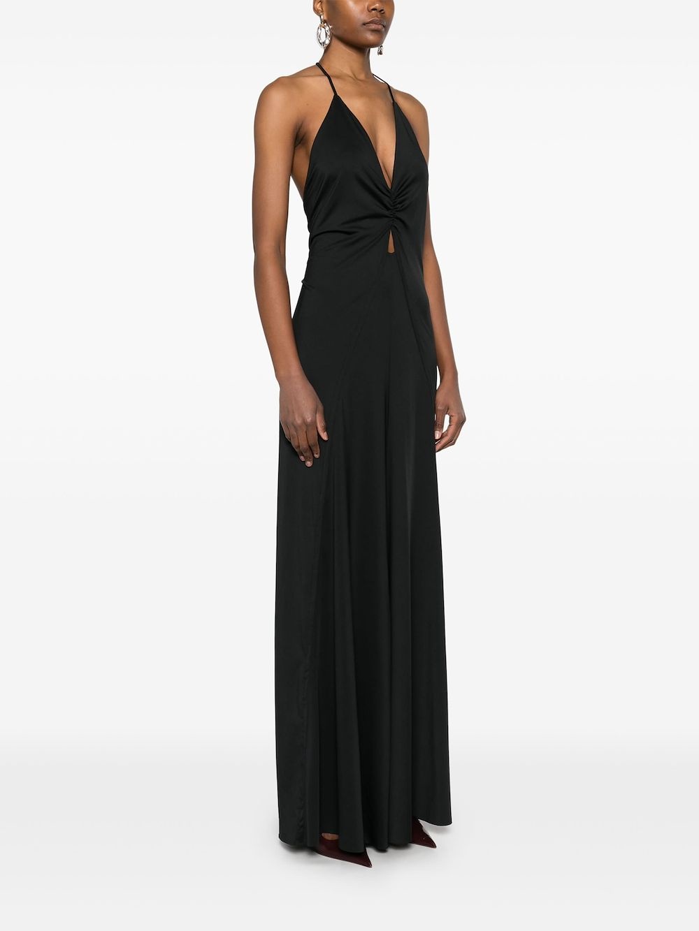V-neck ruched maxi dress - 3