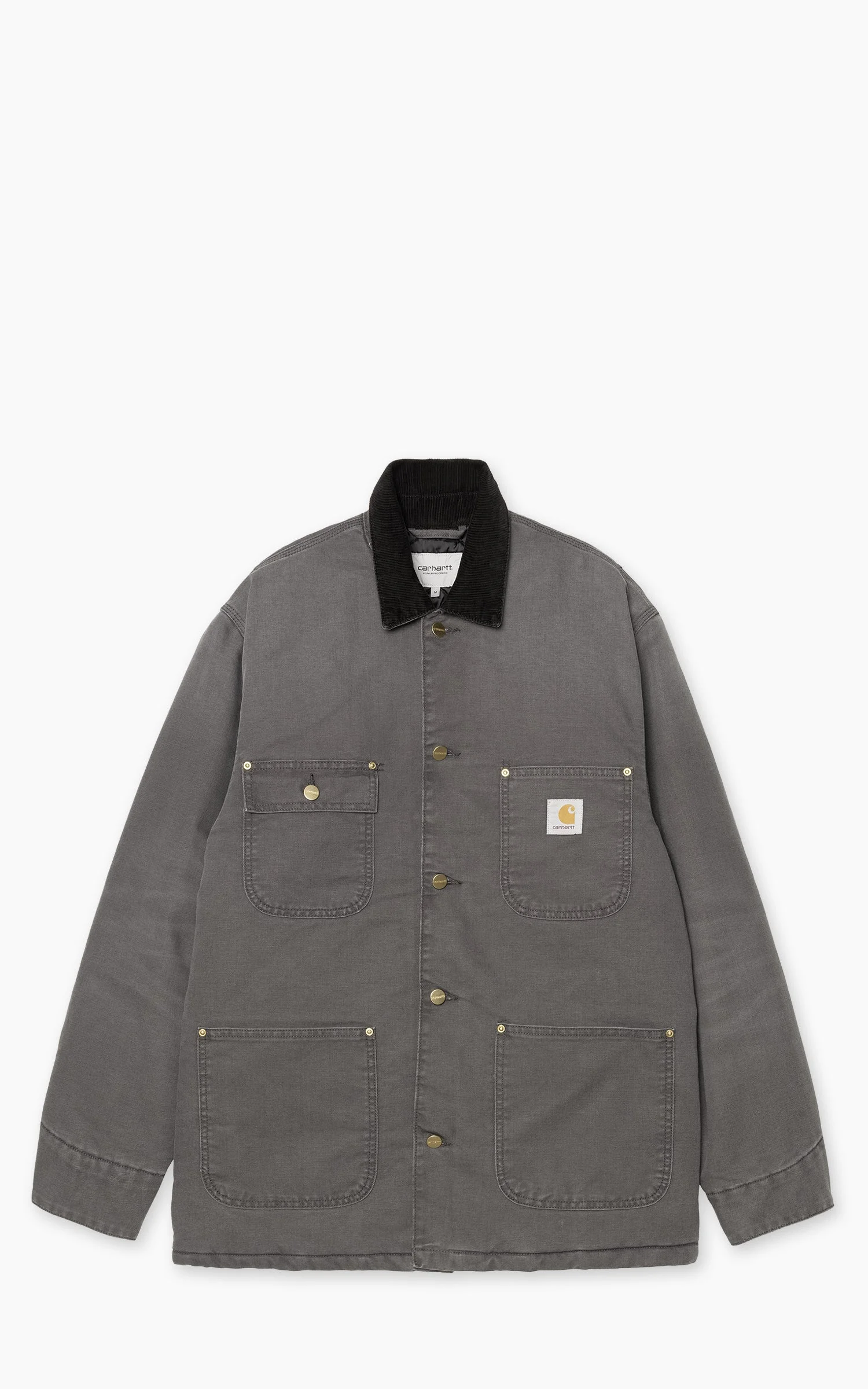 CARHARTT WIP OG CHORE COAT DEARBORN CANVAS STONE WASH GRAPHITE/BLACK - 1